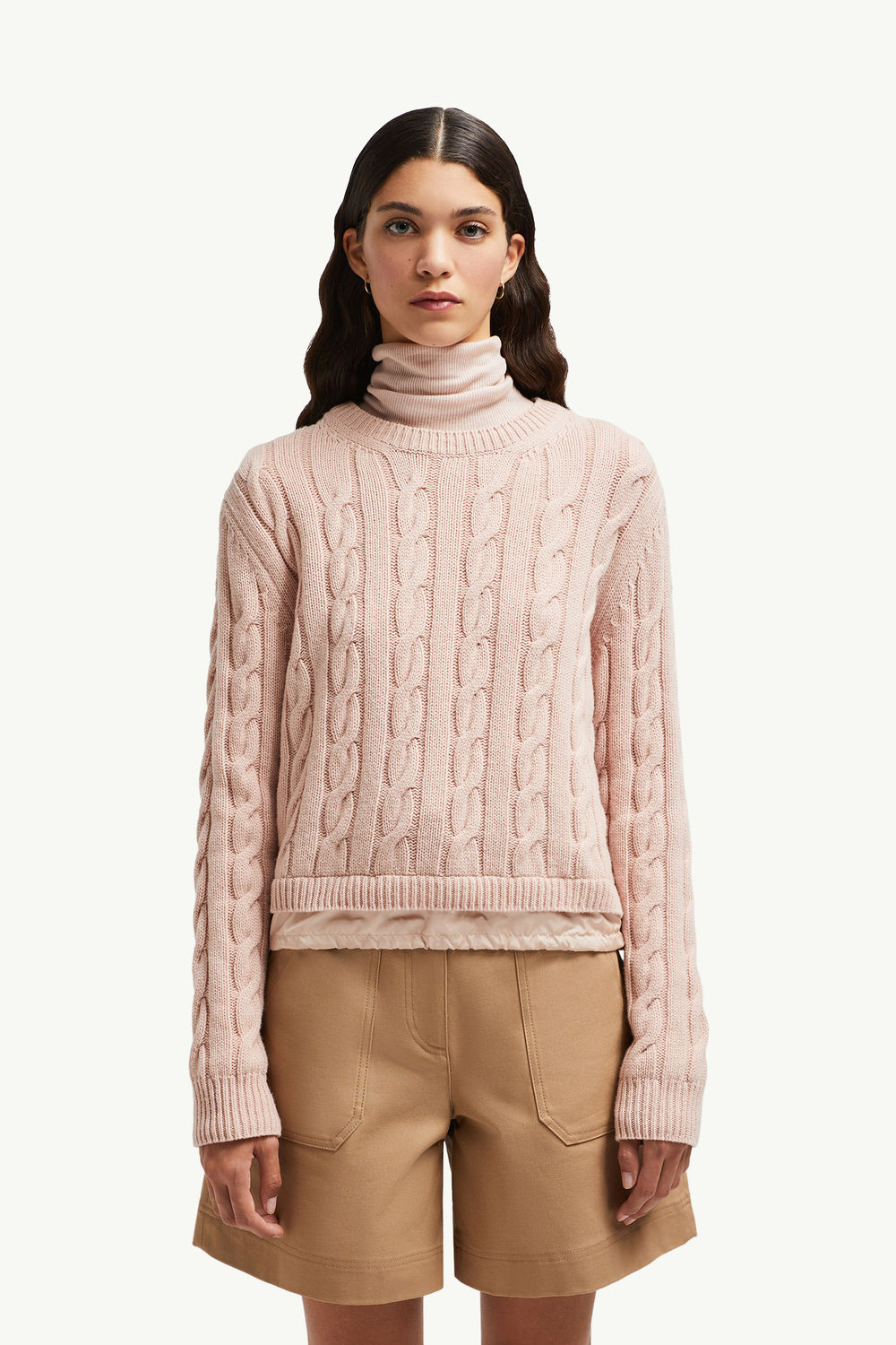 Pullover aus Wolle und Kaschmir mit Zopfmuster Damen Pink Moncler 0
