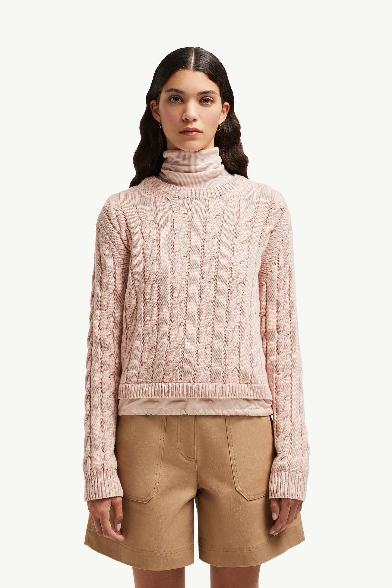 Wool & Cashmere Cable Knit Jumper Women Pink Moncler 0