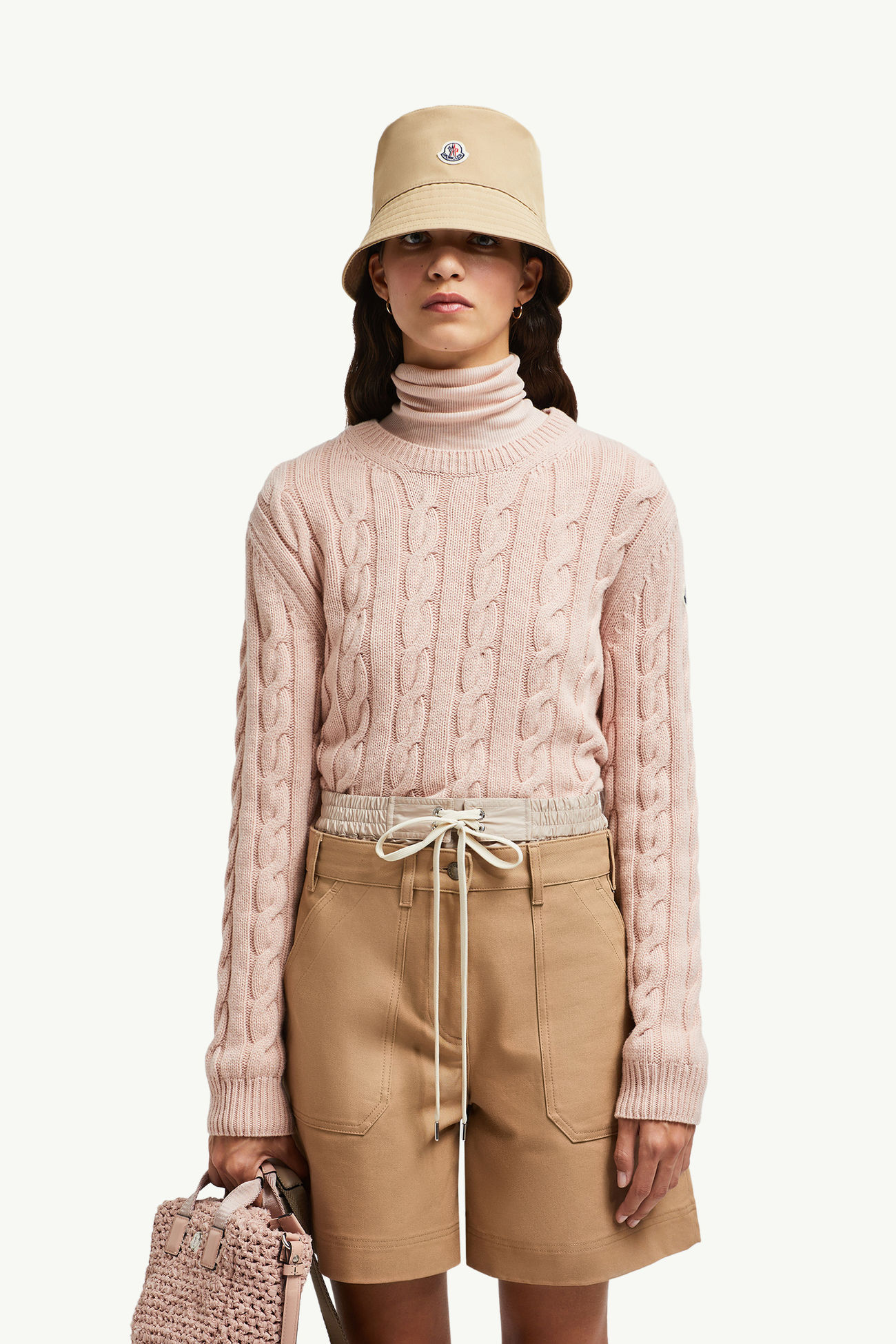 Wool & Cashmere Cable Knit Jumper Women Pink Moncler 3