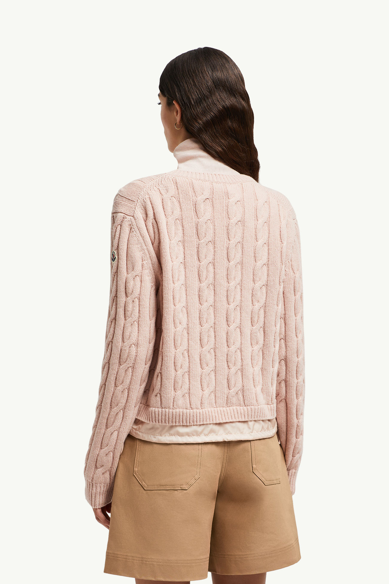 Pull en maille de laine et cachemire torsadée Femmes Rose Moncler 4