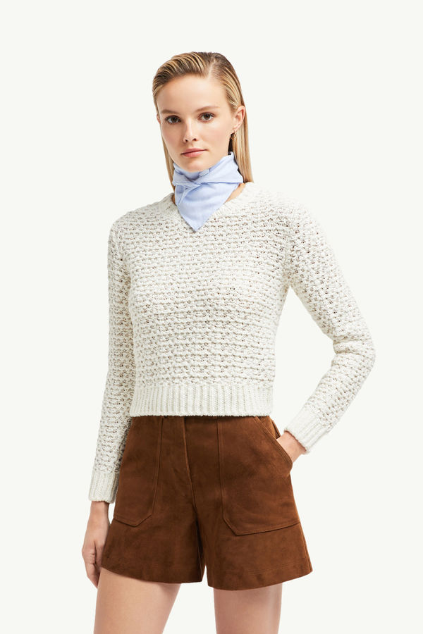 Pull en coton texturé Femmes Blanc Moncler 0