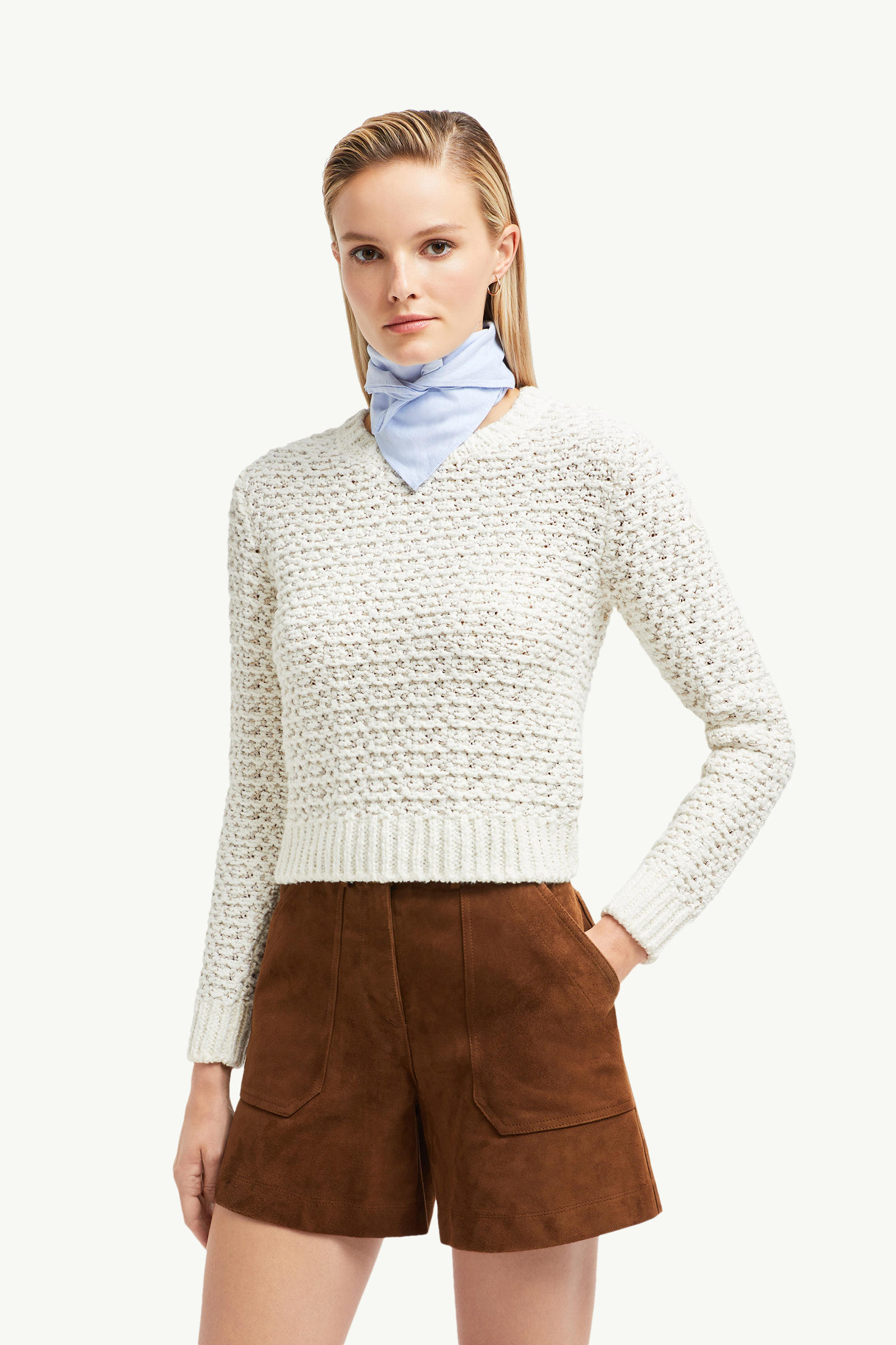 Textured Cotton Jumper Women White Moncler 0