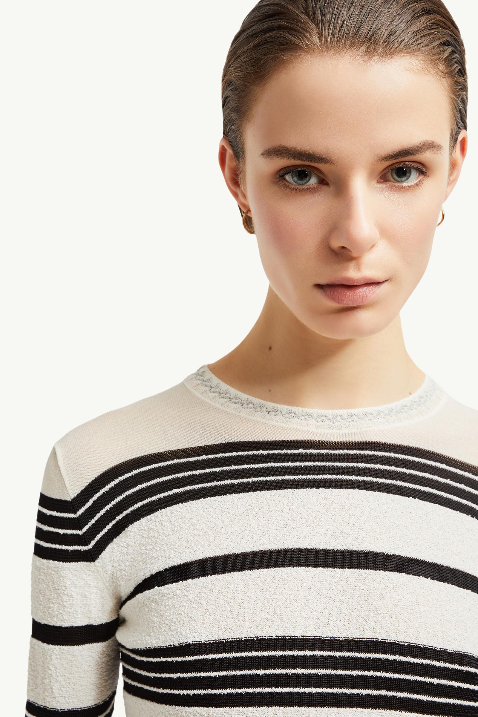 Striped Bouclé Jumper Women Black & White Moncler 1
