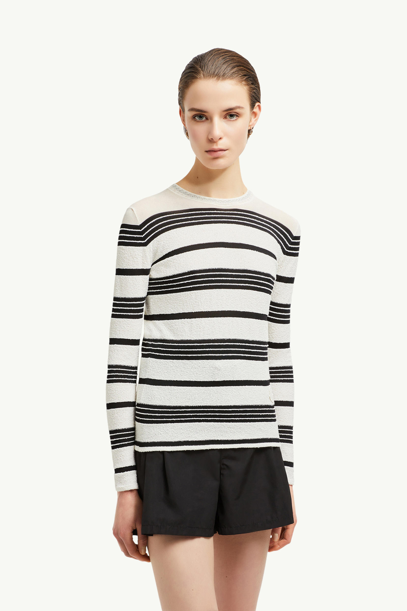Striped Bouclé Jumper Women Black & White Moncler 3
