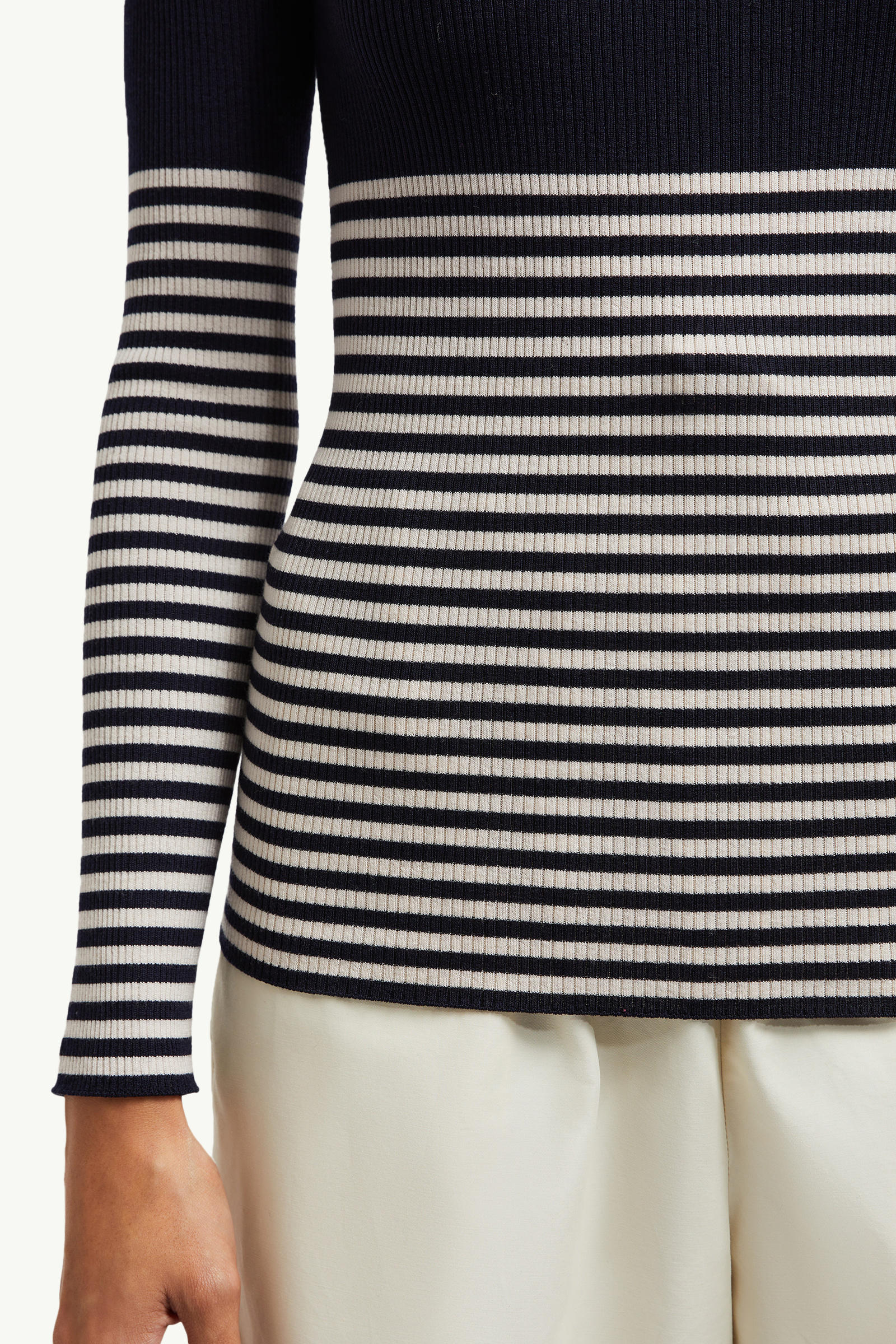 Gestreifter Rollkragenpullover aus Wolle Damen Weiss & Blau Moncler 5