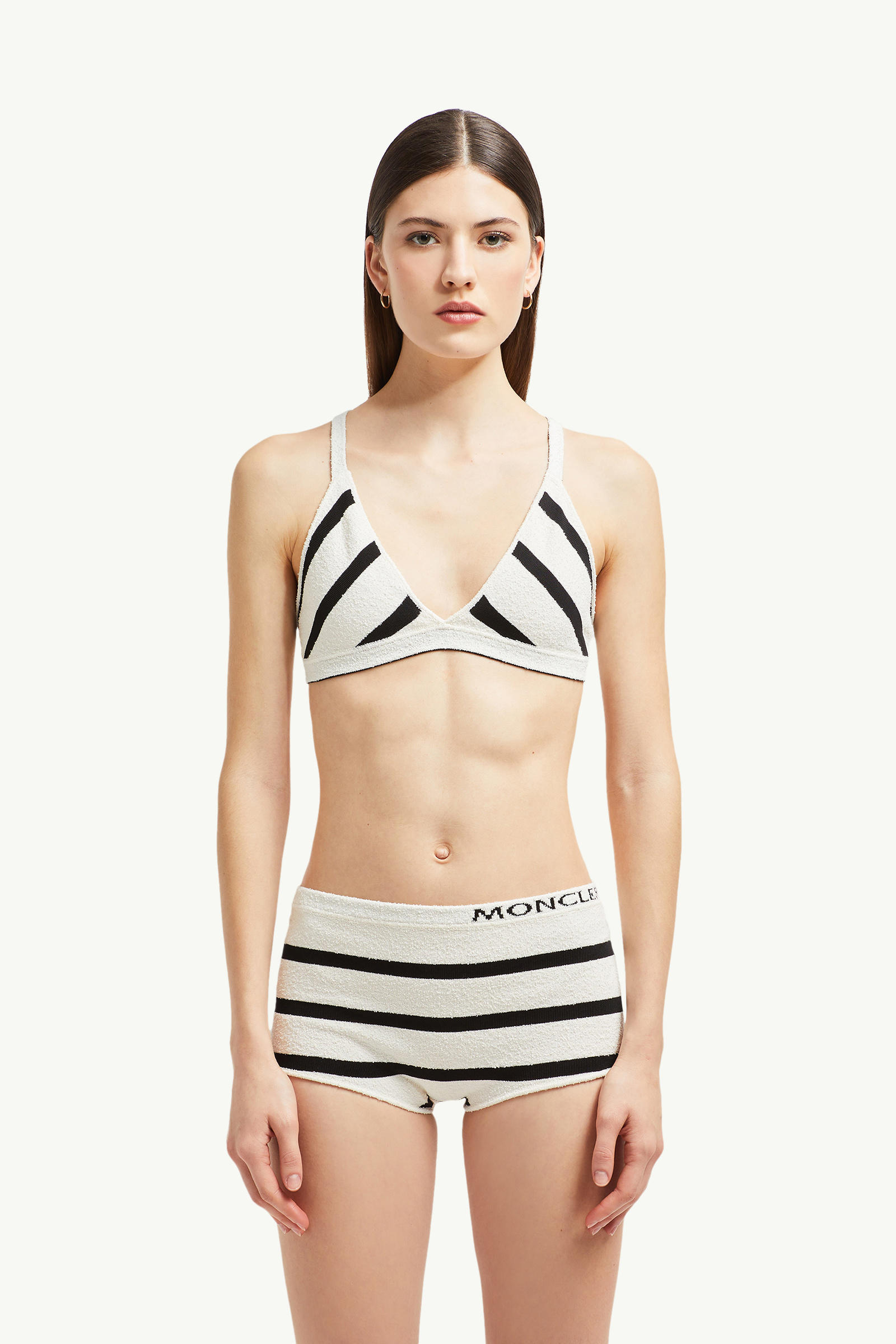 Striped Bouclé Bikini Women Black & White Moncler 3
