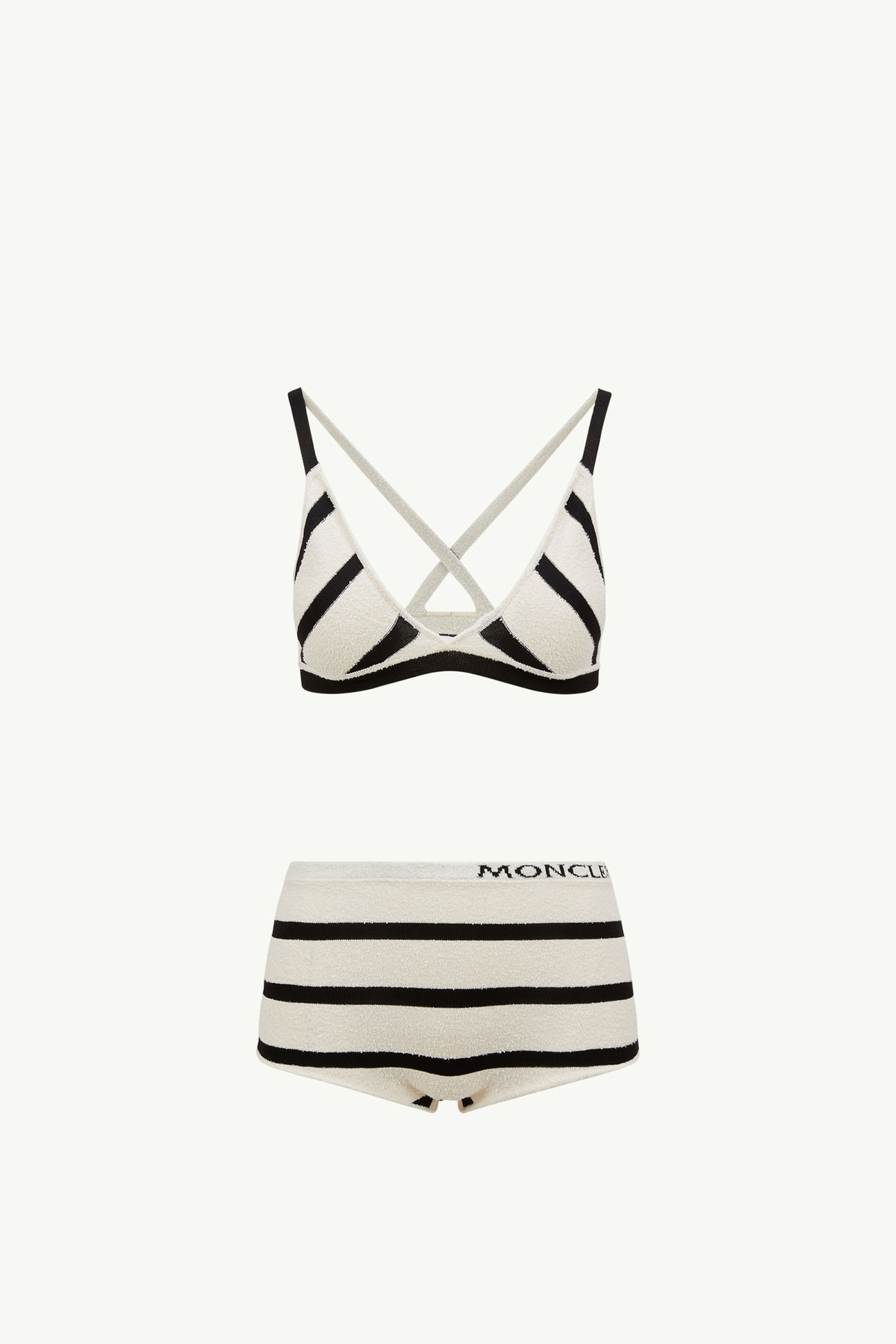 Gestreifter Bikini aus Bouclé Damen Schwarz & Weiß Moncler 2