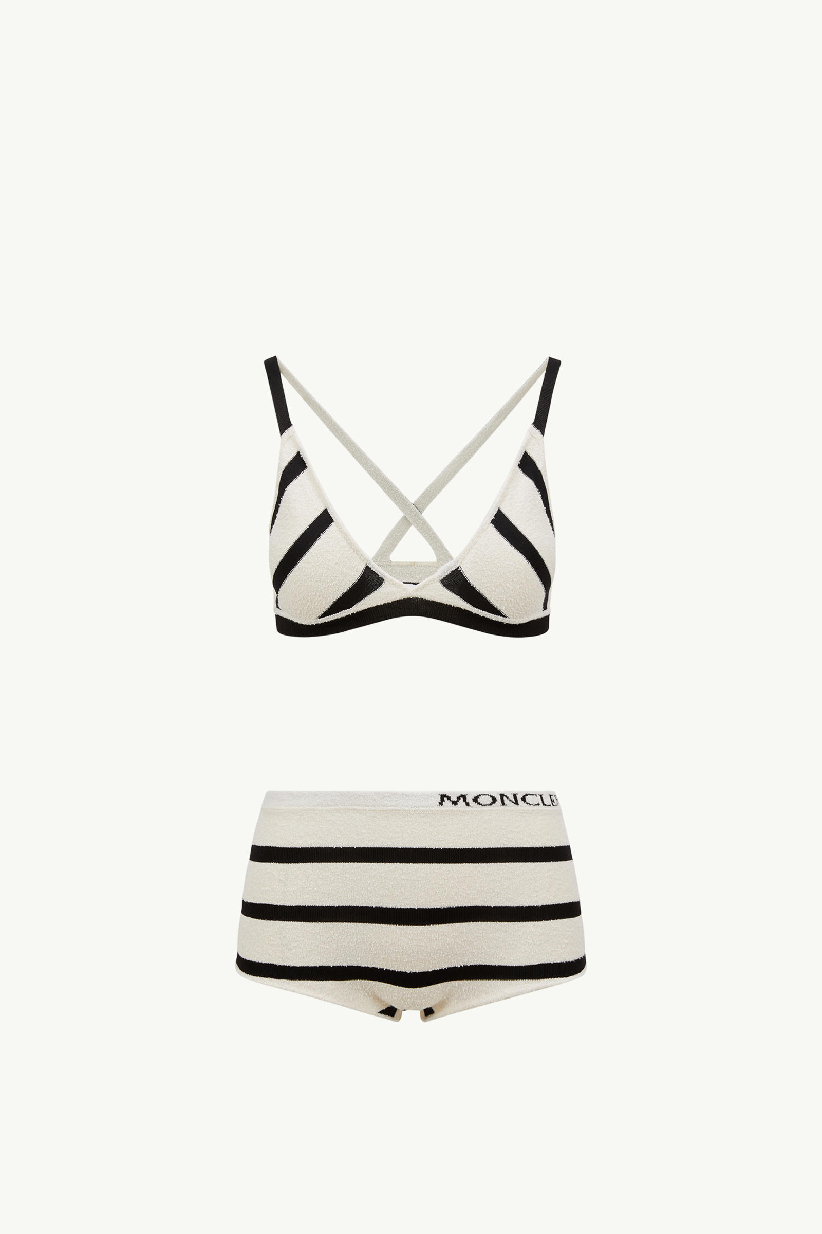 Striped Bouclé Bikini Women Black & White Moncler 2
