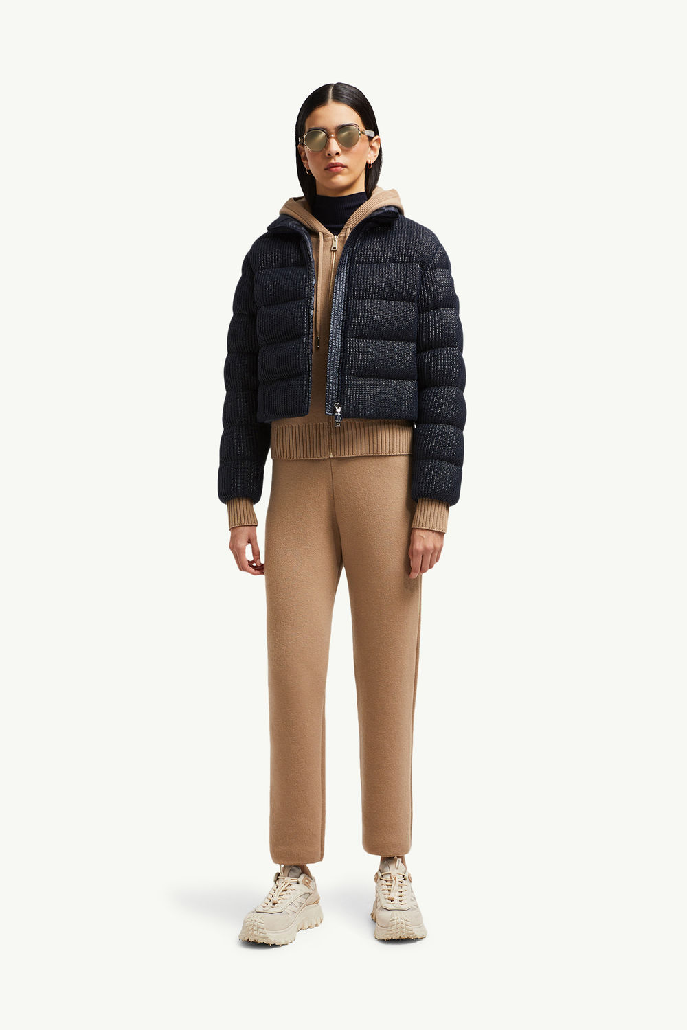 Wool & Cashmere Jogging Pants Women Camel Beige Moncler 0