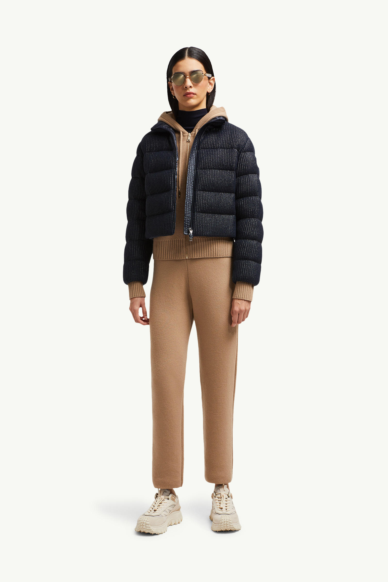 Wool & Cashmere Jogging Trousers Women Camel Beige Moncler 0