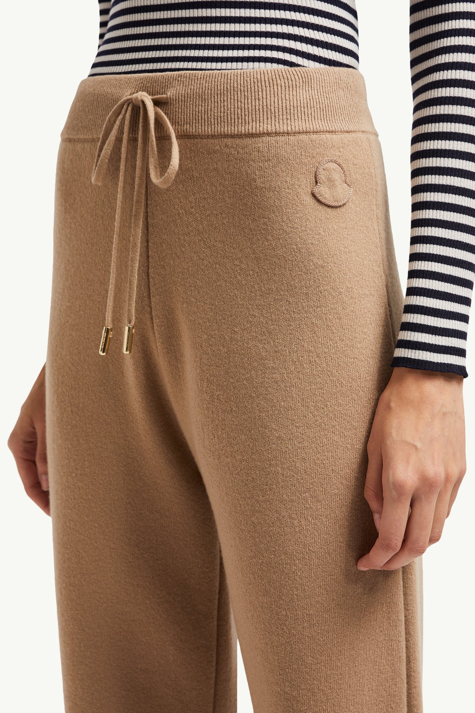Wool & Cashmere Jogging Trousers Women Camel Beige Moncler 1