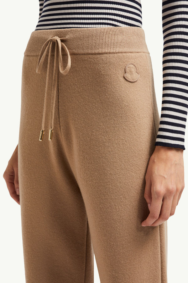 Wool & Cashmere Jogging Trousers Women Camel Beige Moncler 1
