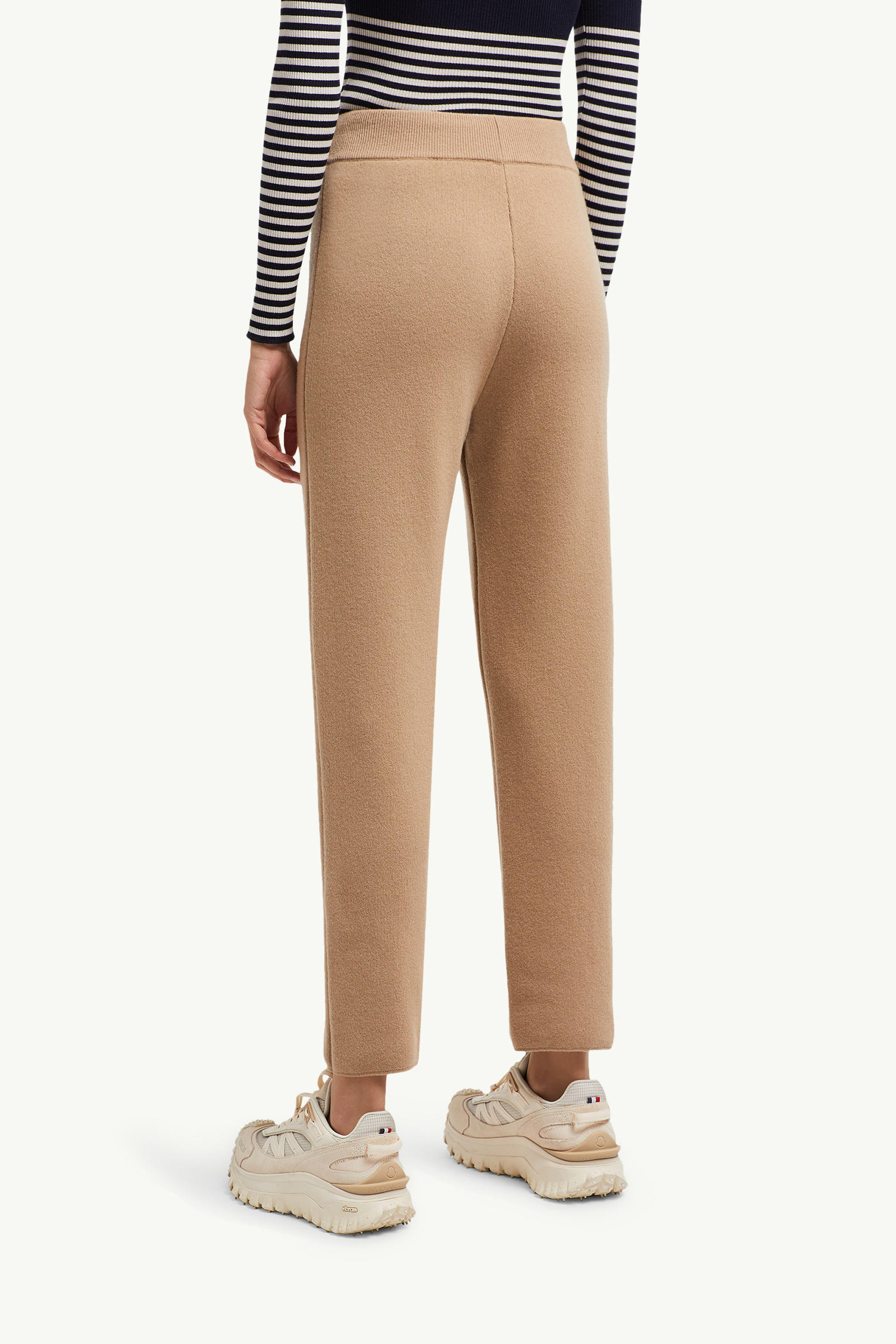 Wool & Cashmere Jogging Trousers Women Camel Beige Moncler 4