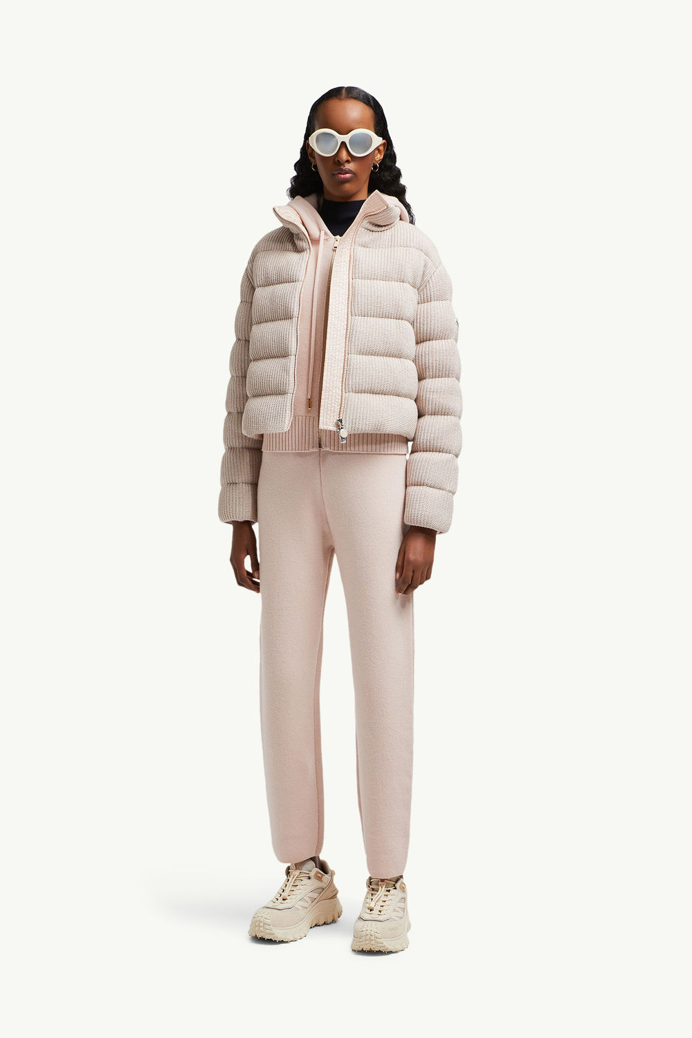 Wool & Cashmere Jogging Trousers Women Light Pink Moncler 0