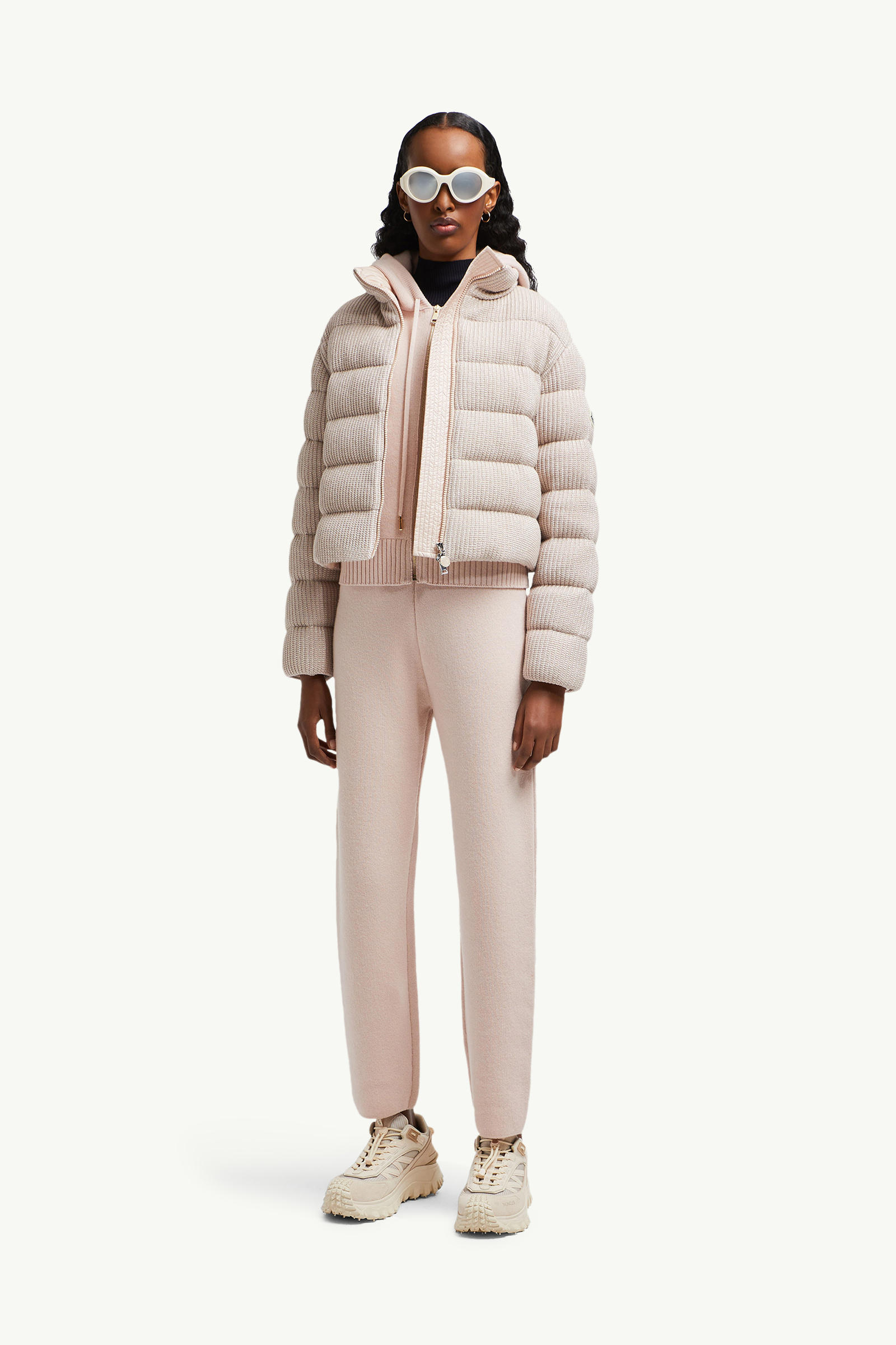Wool & Cashmere Jogging Trousers Women Light Pink Moncler 0