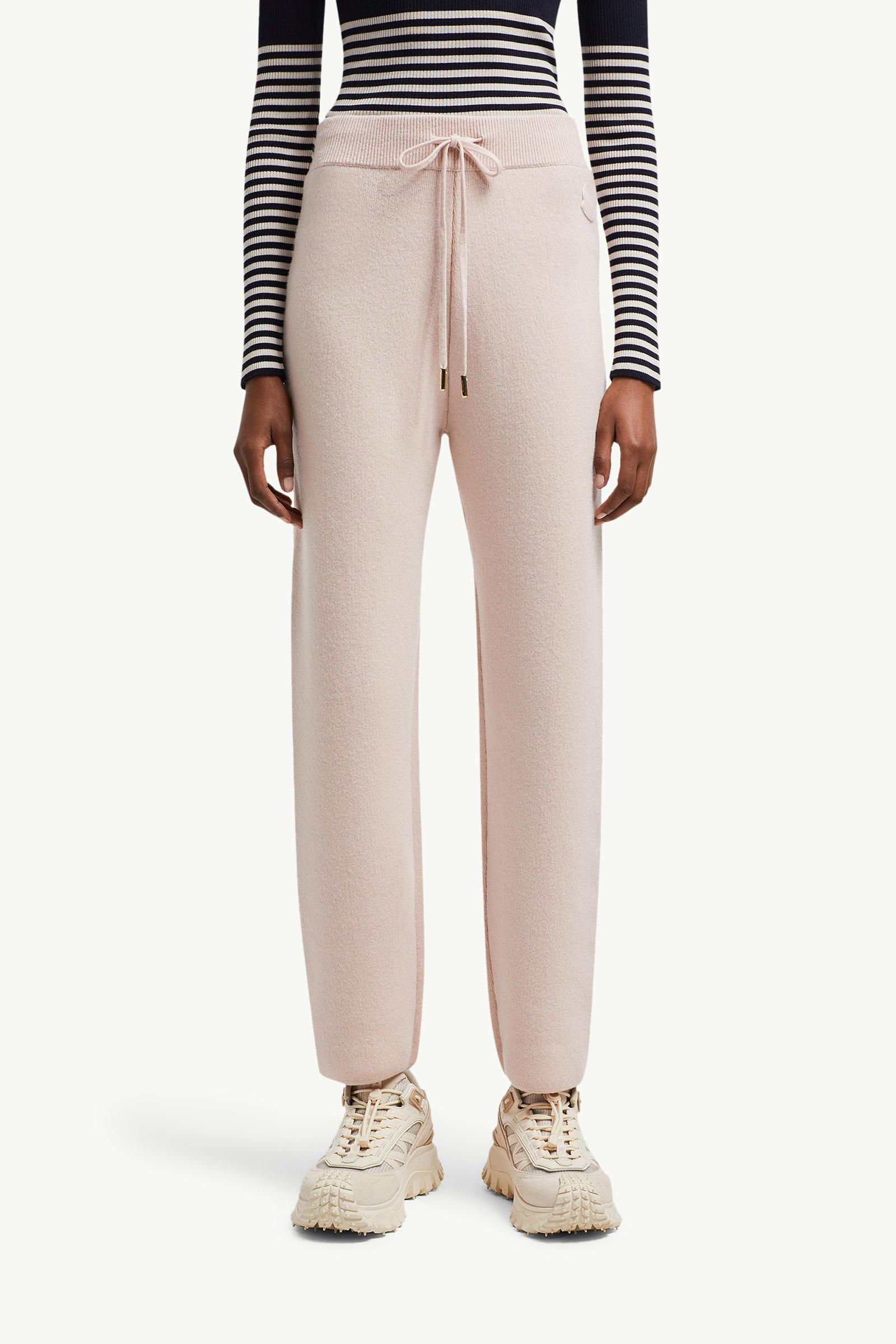 Wool & Cashmere Jogging Trousers Women Light Pink Moncler 3