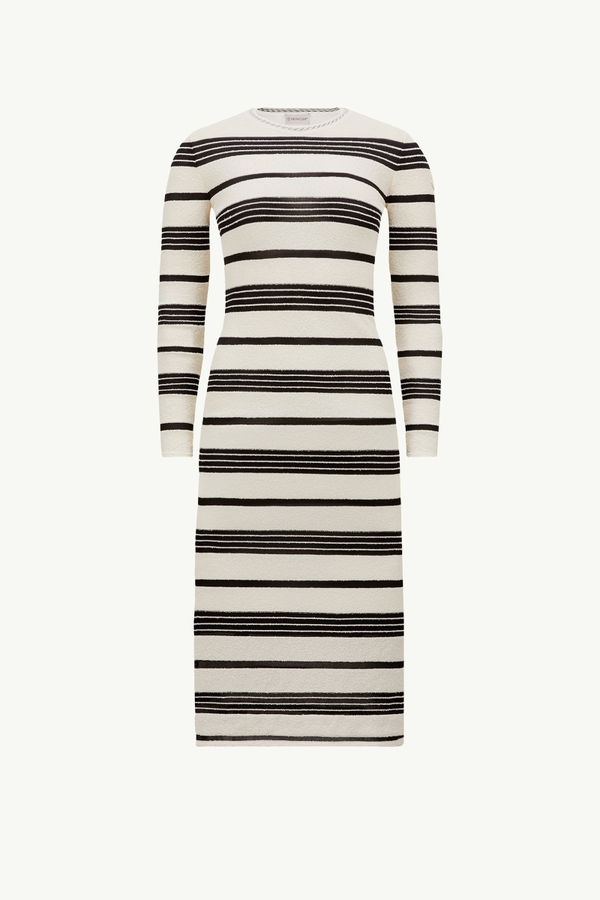 Striped Bouclé Midi Dress Women Black & White Moncler 2