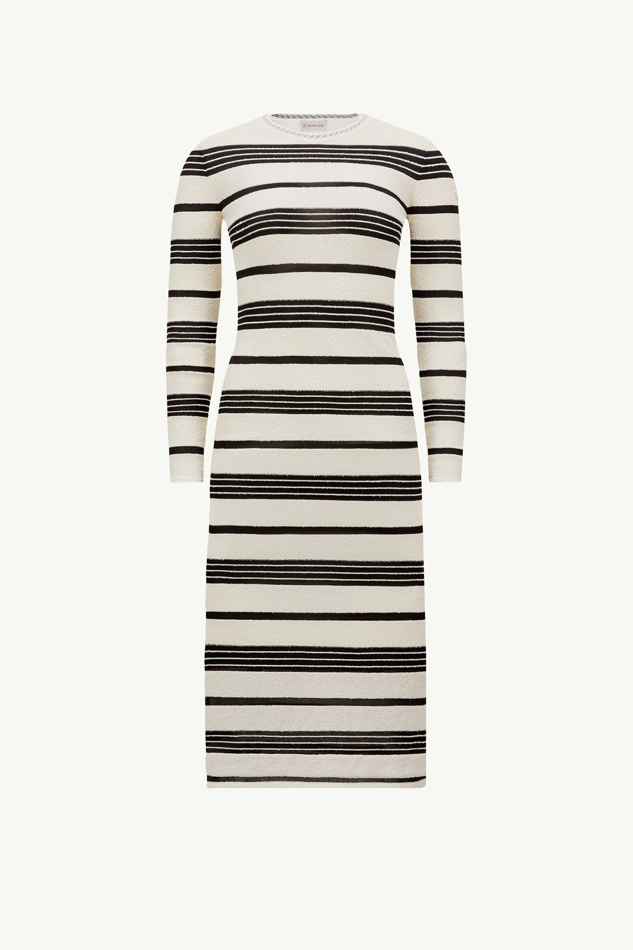 條紋毛圈布中長連身裙 女士 黑色和白色 Moncler 2
