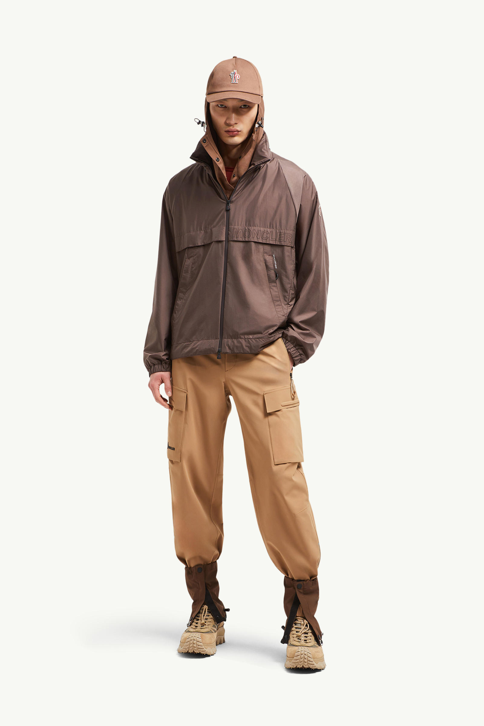 Negara Packable Hooded Windbreaker Men Brown Moncler 0
