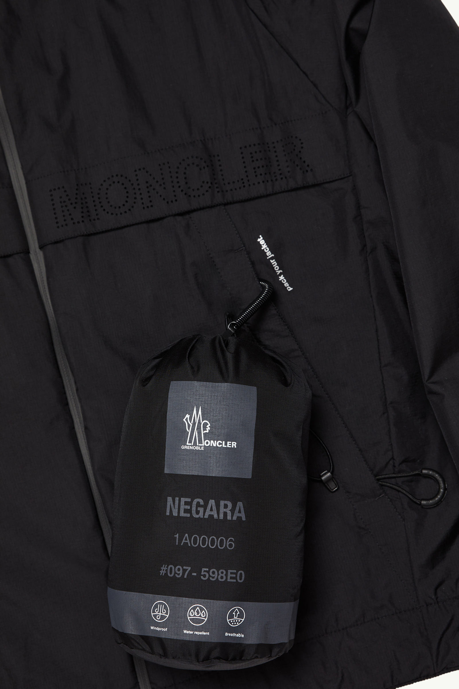 Negara Packable Hooded Windbreaker Men Black Moncler 8