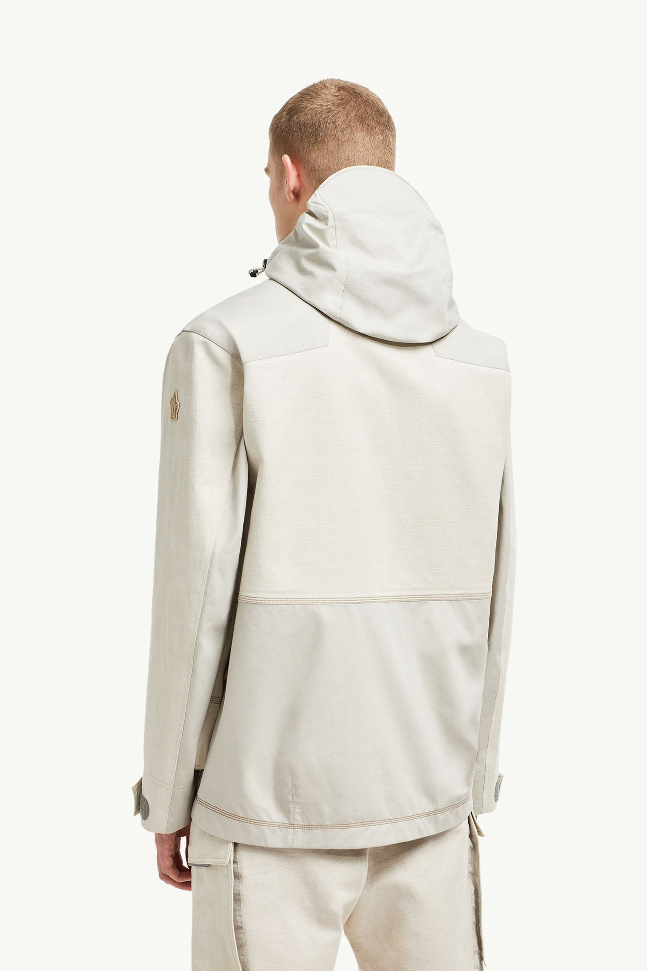 Spur Hooded Linen & Cotton Field Jacket Men Light Beige Moncler 4