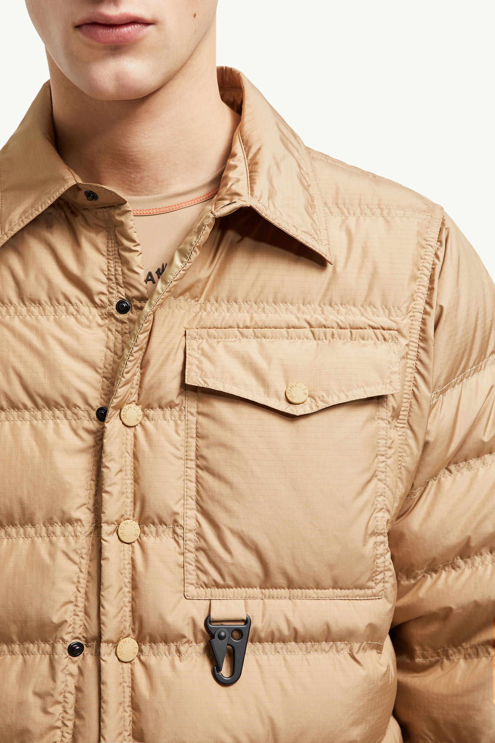 Lavachey Packable Down Shirt Jacket Men Beige Moncler 6