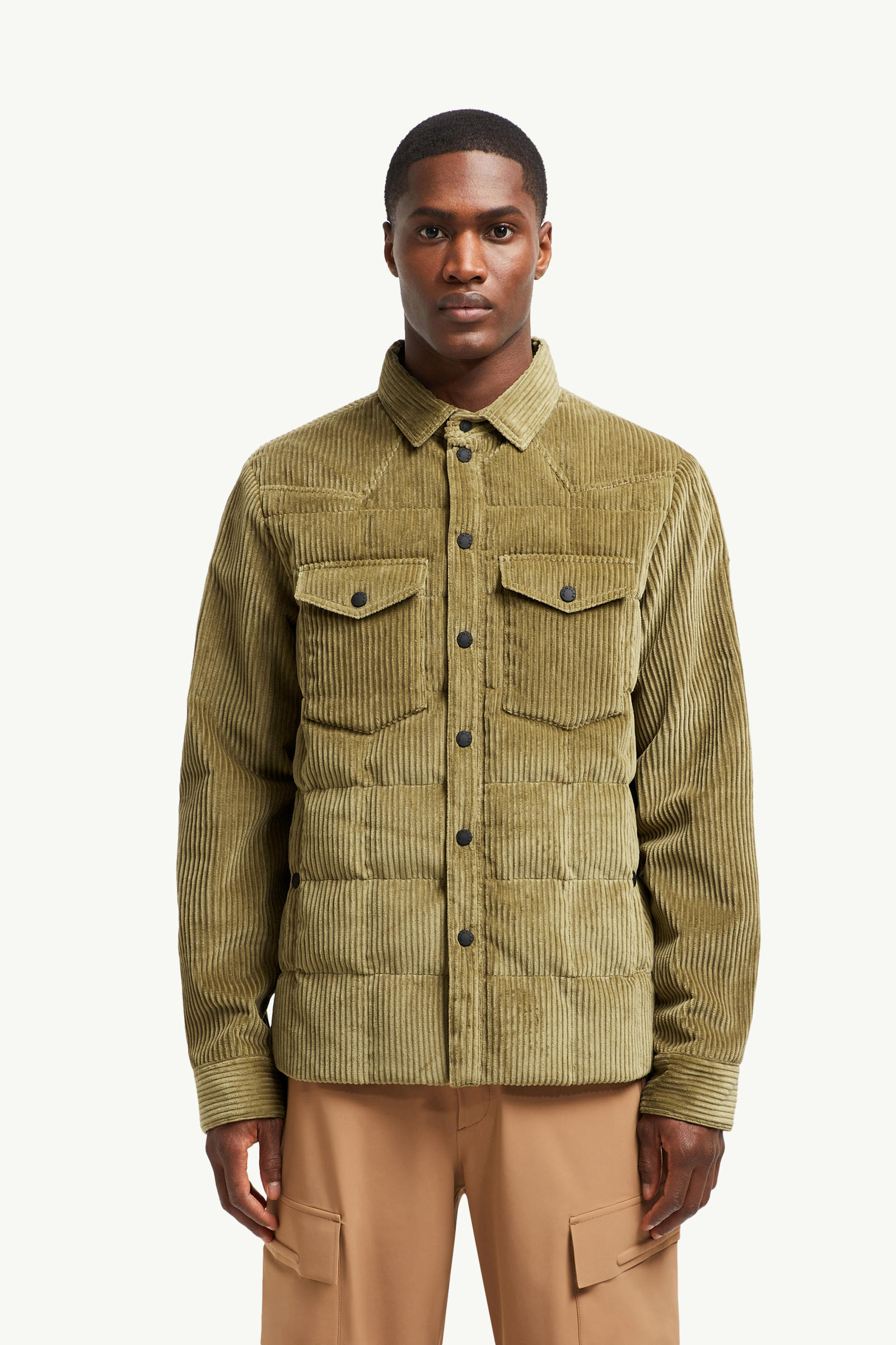 Gelt Corduroy Down Shirt Jacket Men Beige Moncler 3
