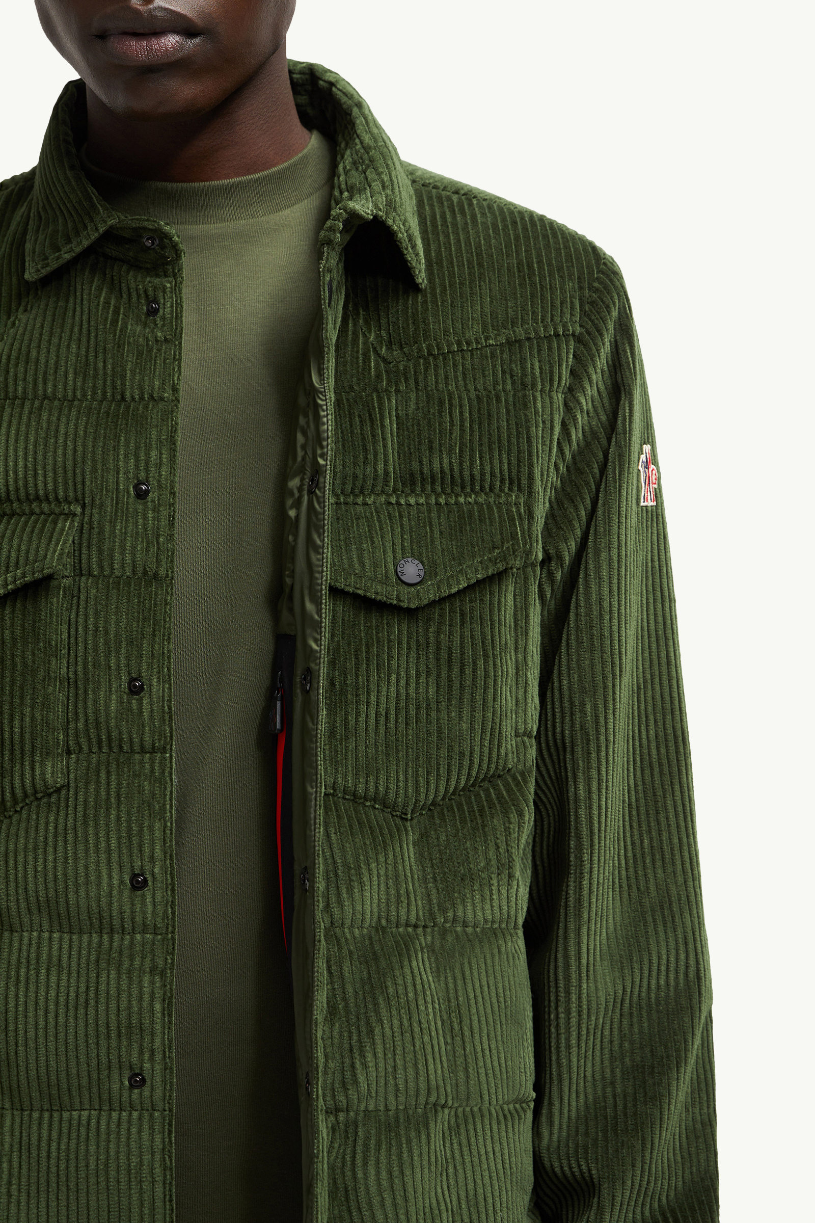 Gelt Corduroy Down Shirt Jacket Men Dark Green Moncler 5