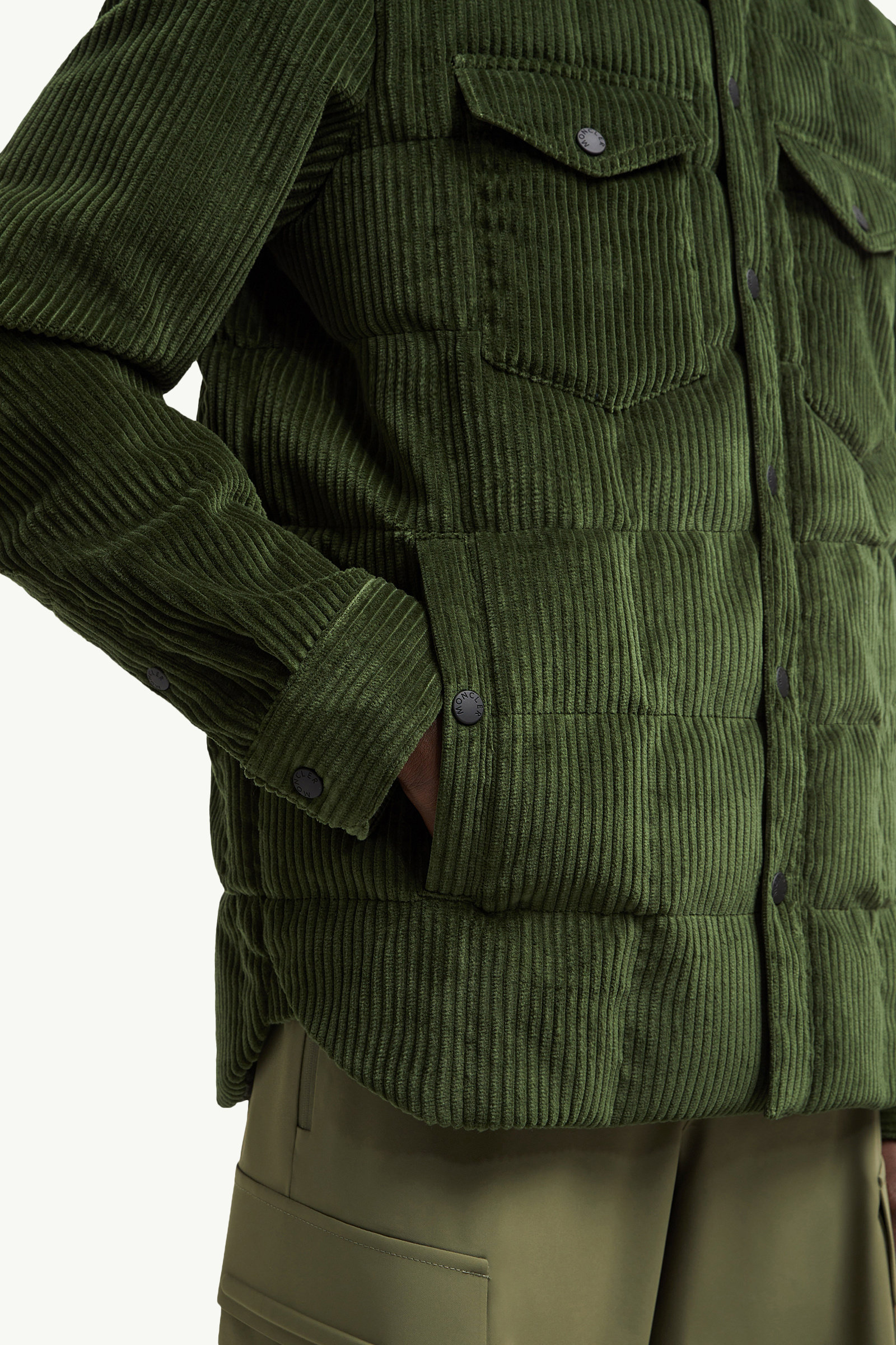 Gelt Corduroy Down Shirt Jacket Men Dark Green Moncler 7