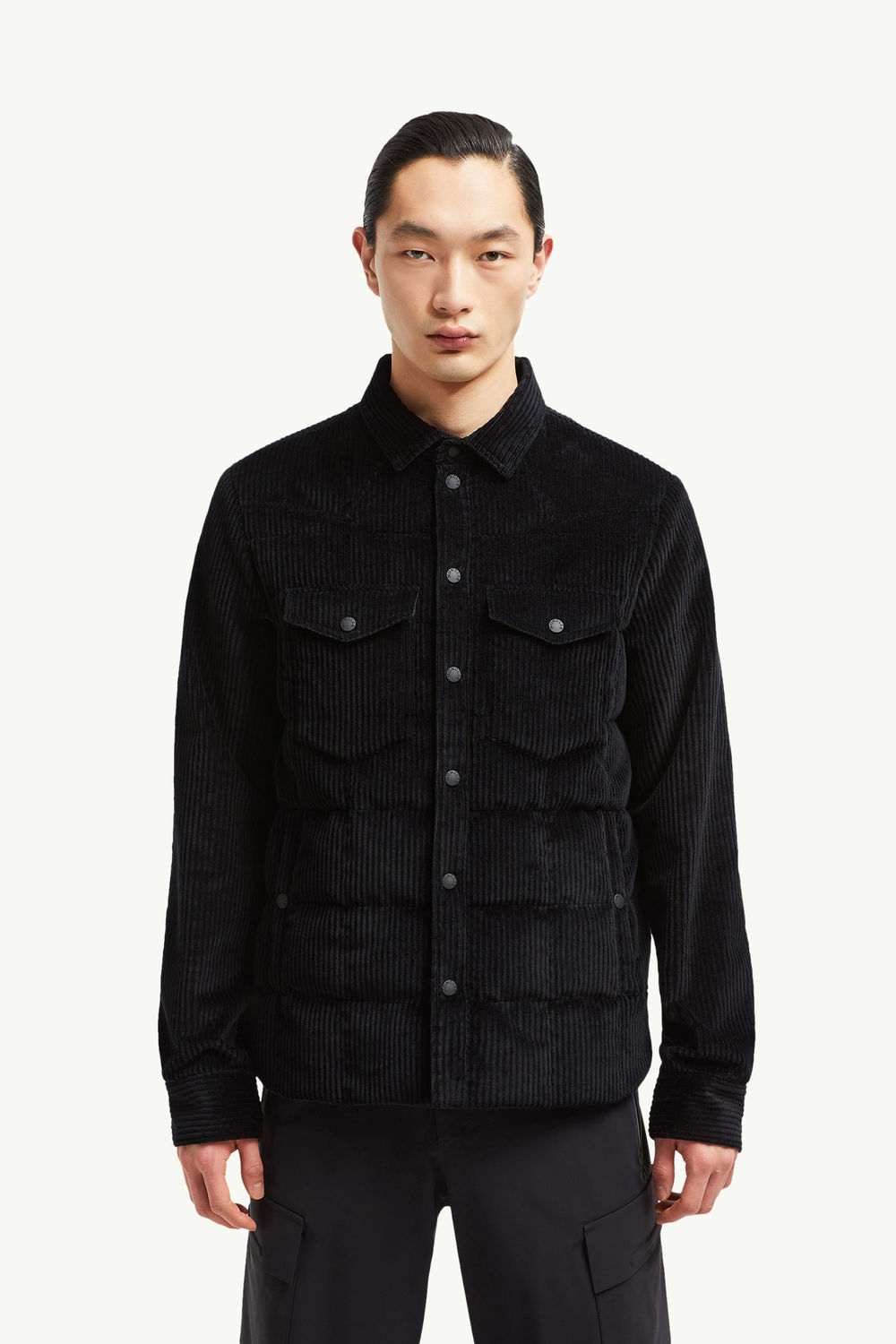Gelt Corduroy Down Shirt Jacket Men Black Moncler 3