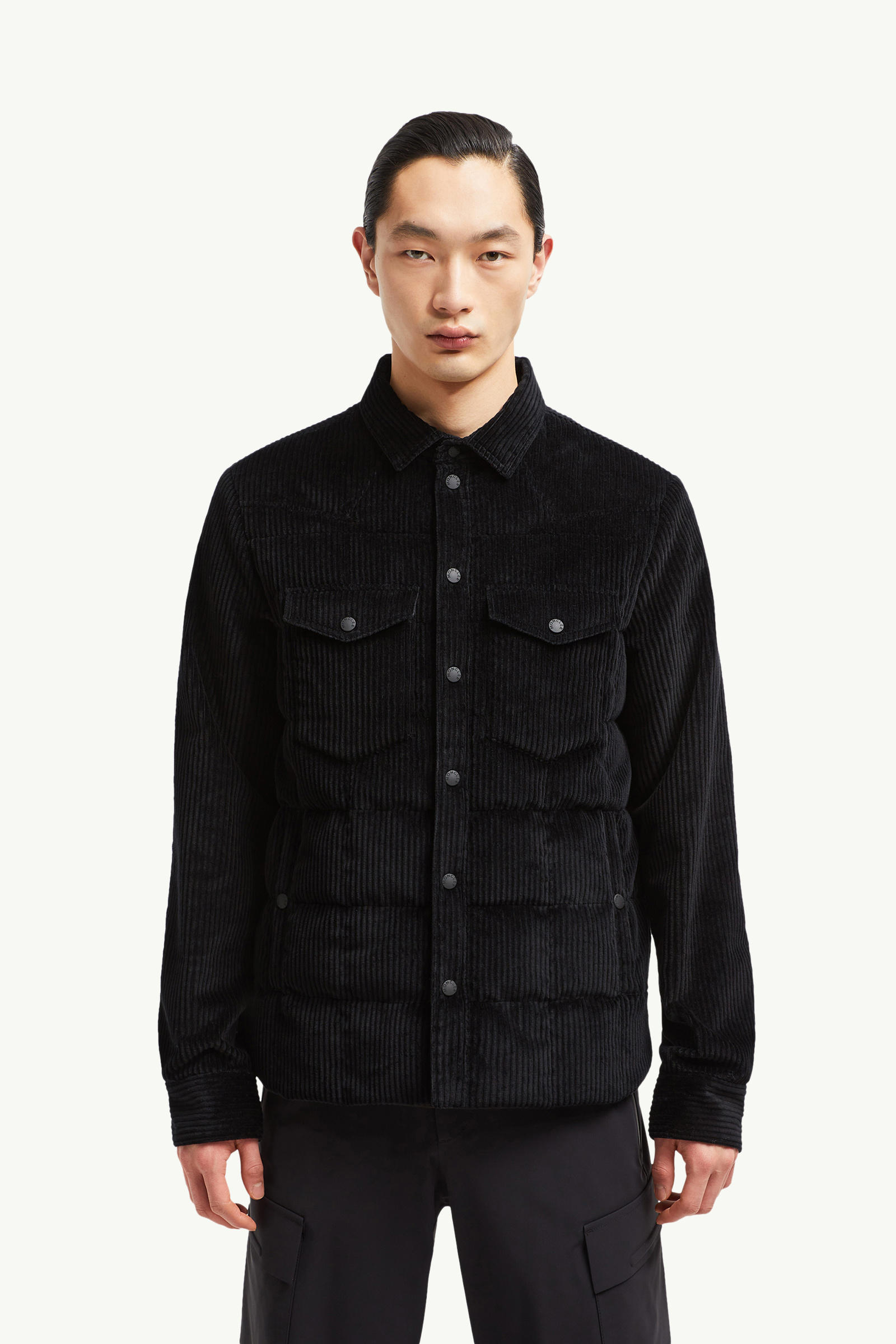 Gelt Corduroy Down Shirt Jacket Men Black Moncler 3