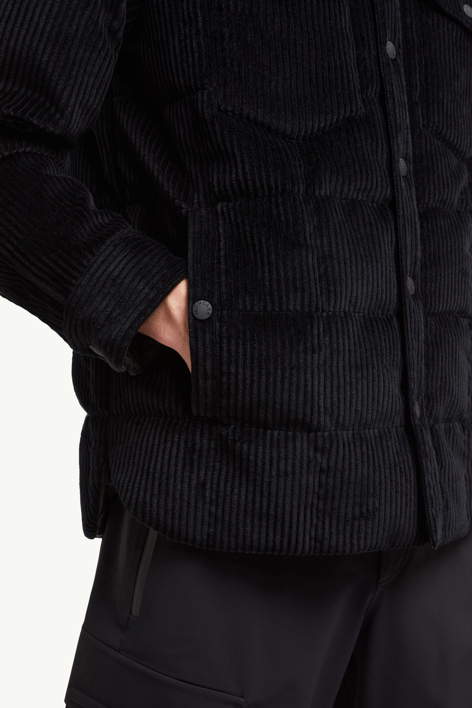 Black Gelt Corduroy Down Shirt Jacket - Shirt Jackets for