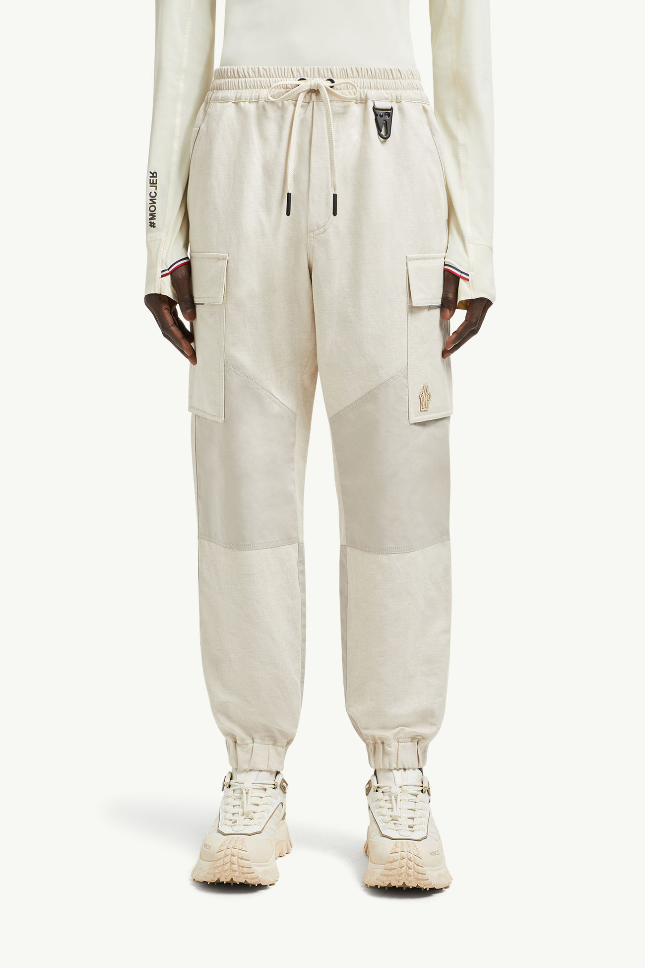 Cotton & Linen Jogging Trousers Men Light Beige Moncler 3