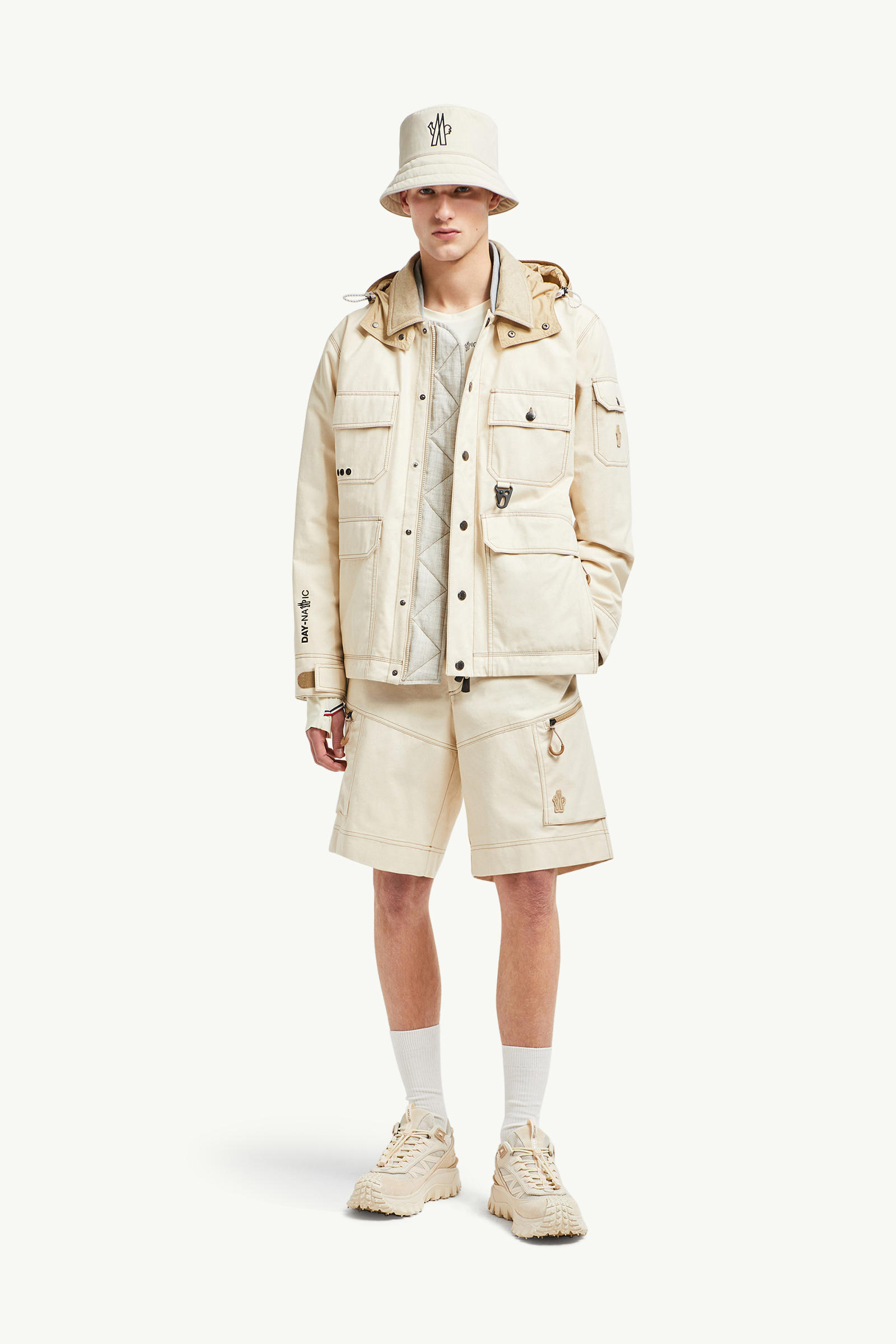 Shorts cargo de dril de algodón Hombre Beige Claro Moncler 0