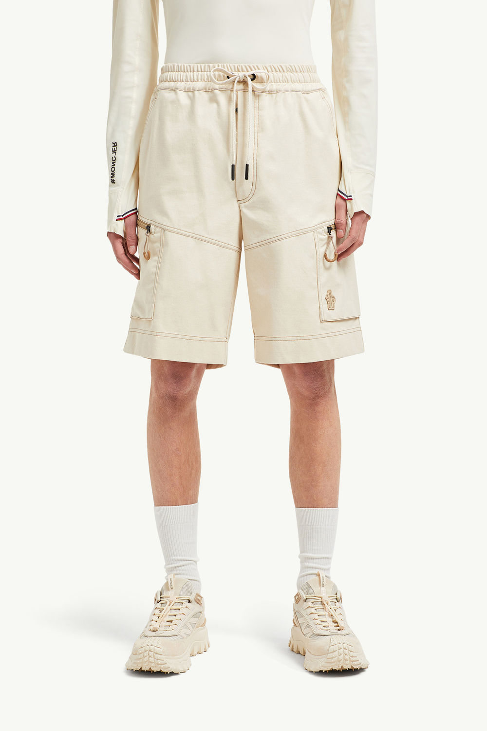 Cotton Drill Cargo Shorts Men Light Beige Moncler 3
