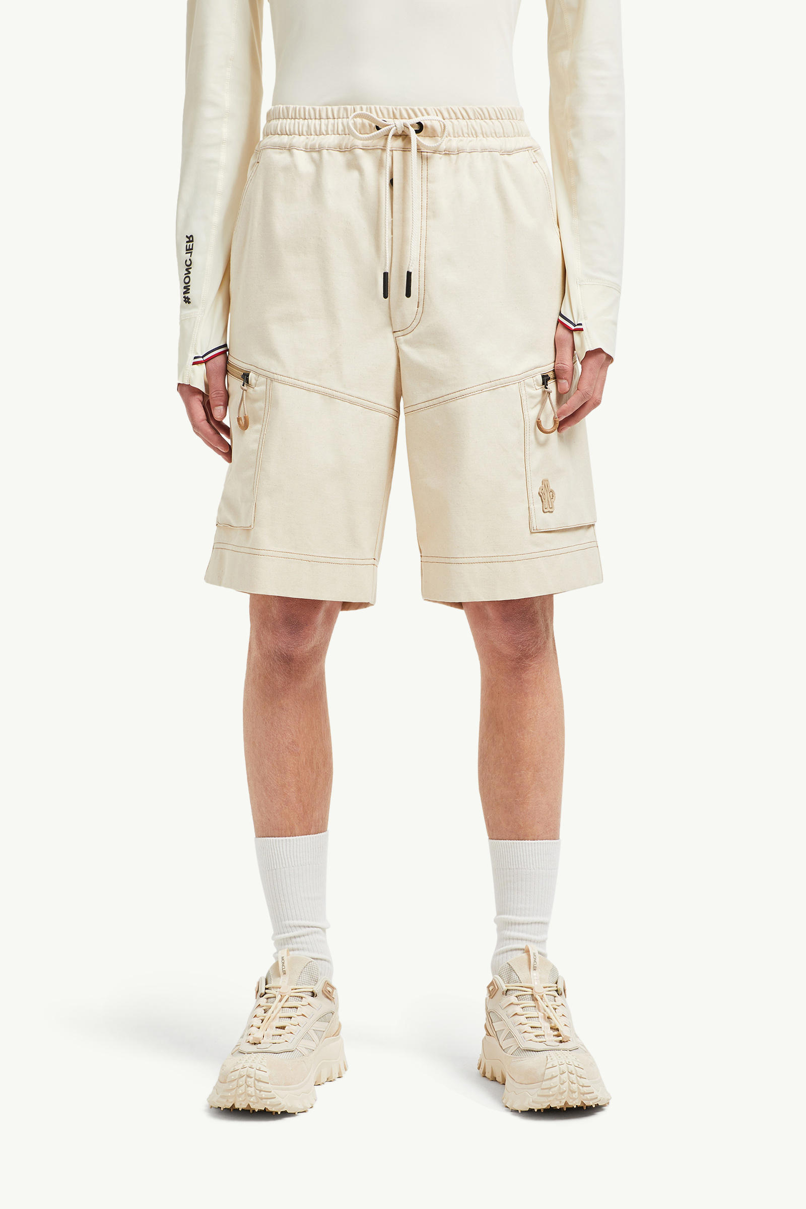 Shorts cargo de dril de algodón Hombre Beige Claro Moncler 3