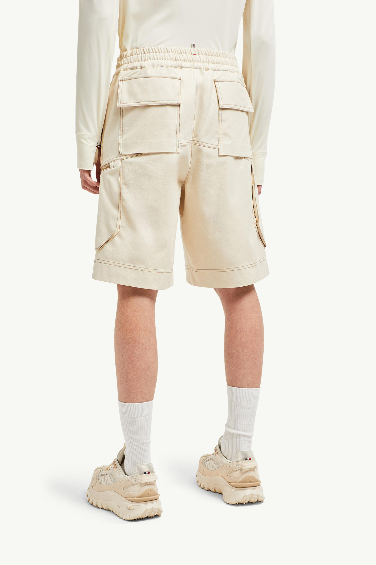 Shorts cargo de dril de algodón Hombre Beige Claro Moncler 4
