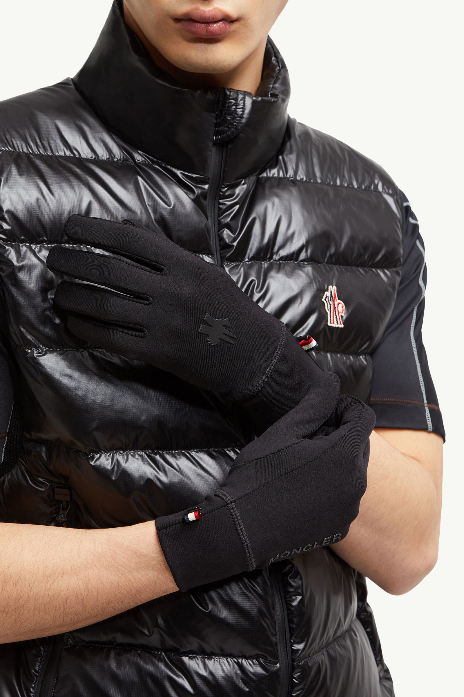 Touch Screen Jersey Gloves Men Black Moncler 1