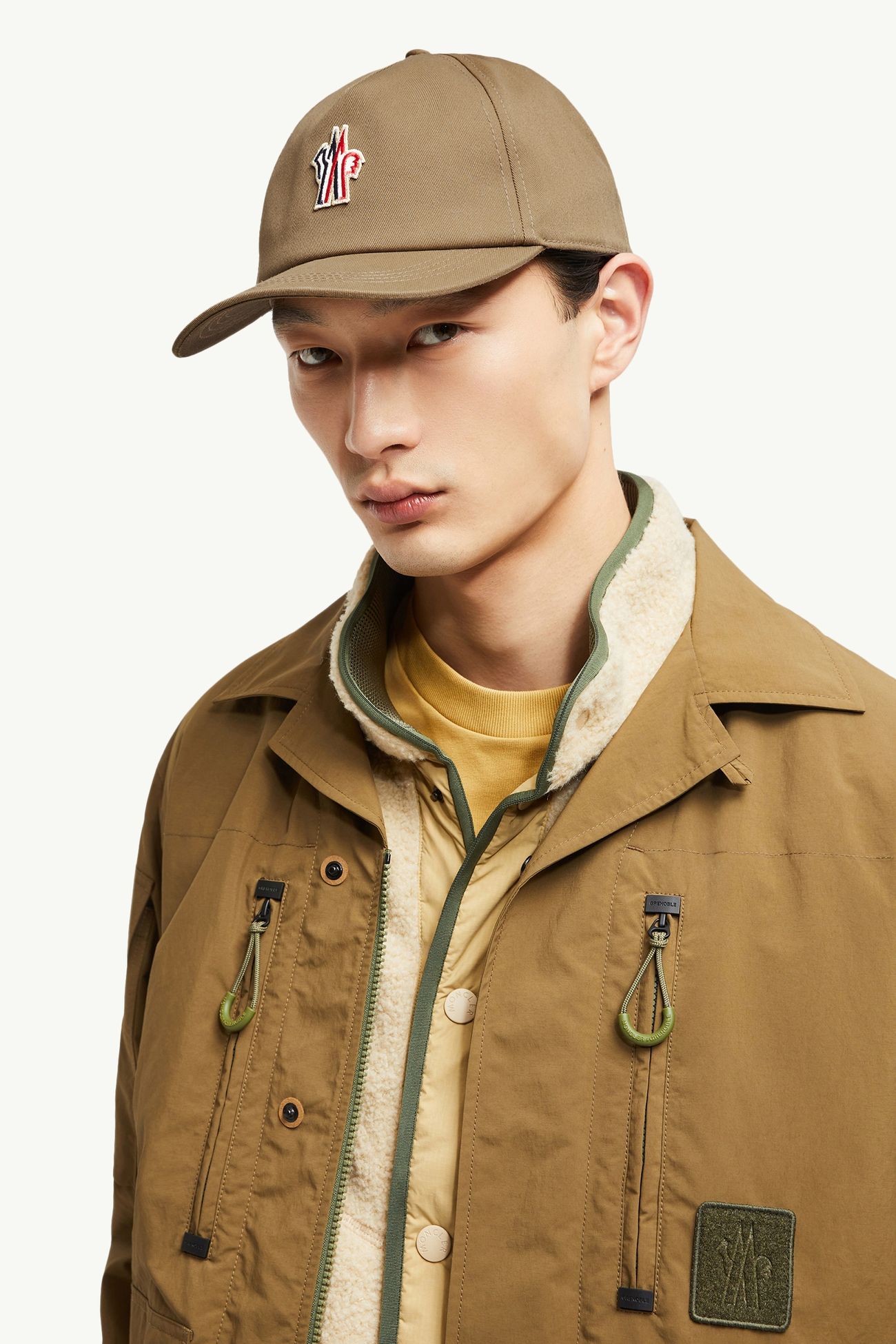 Casquette en gabardine de coton Hommes Marron clair Moncler 1