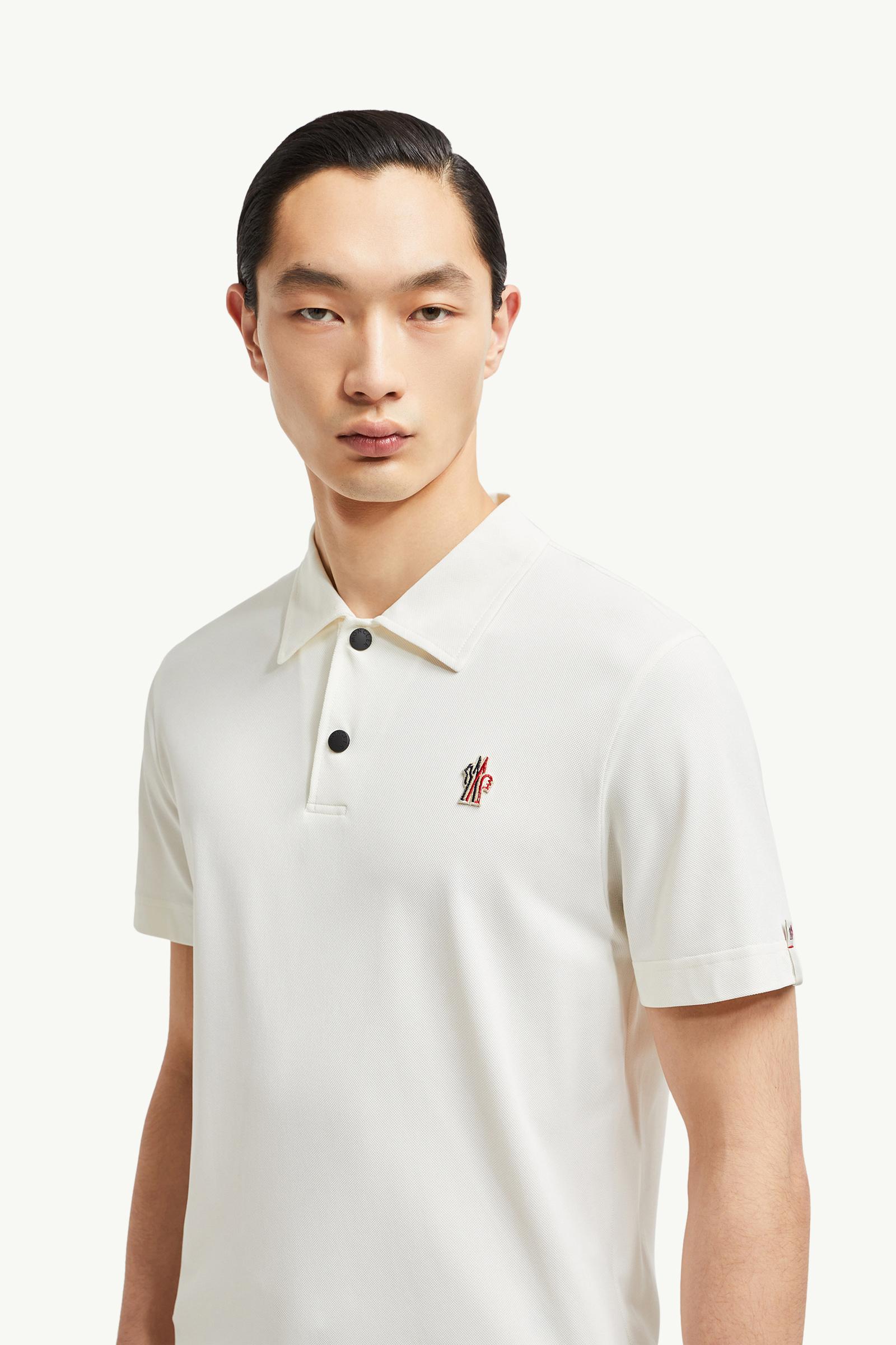 Logo Patch Polo Shirt Men White Moncler 1