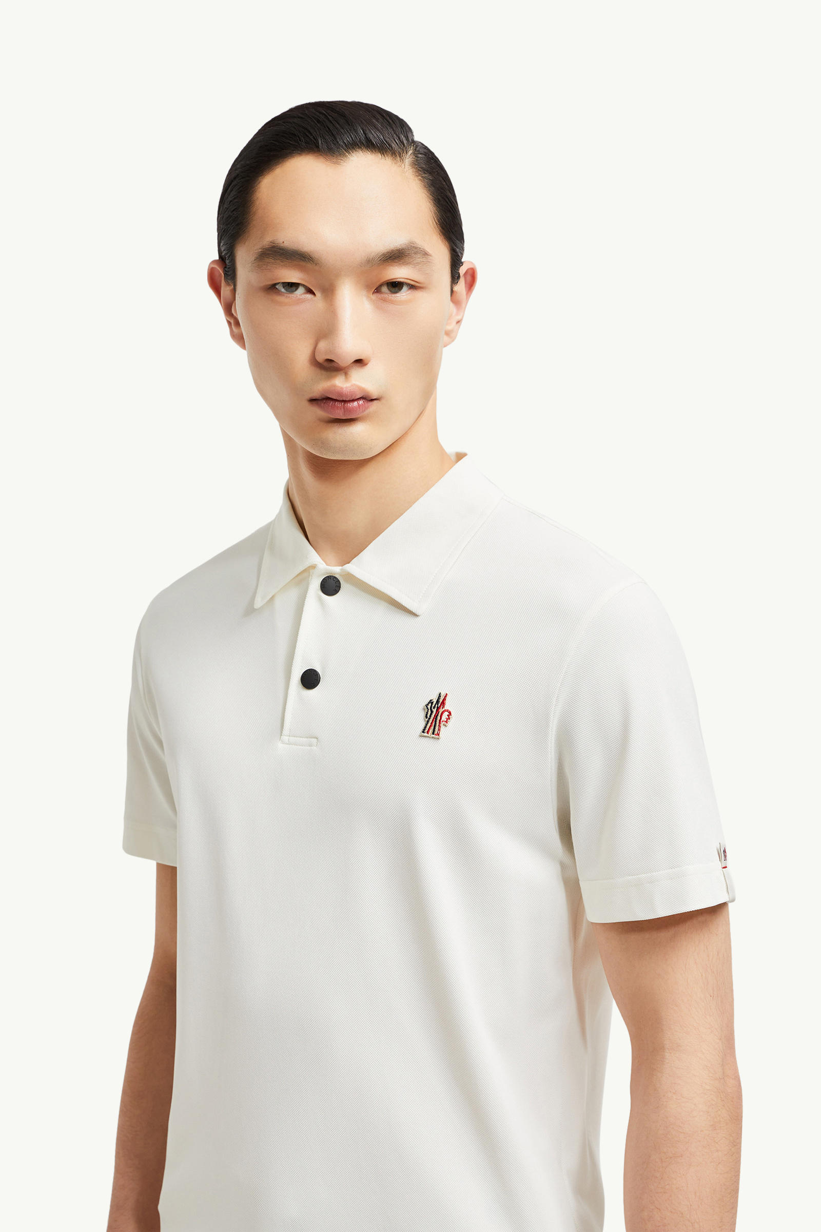 Logo Patch Polo Shirt Men White Moncler 1