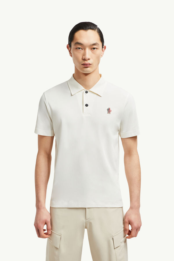 Logo Patch Polo Shirt Men White Moncler 3