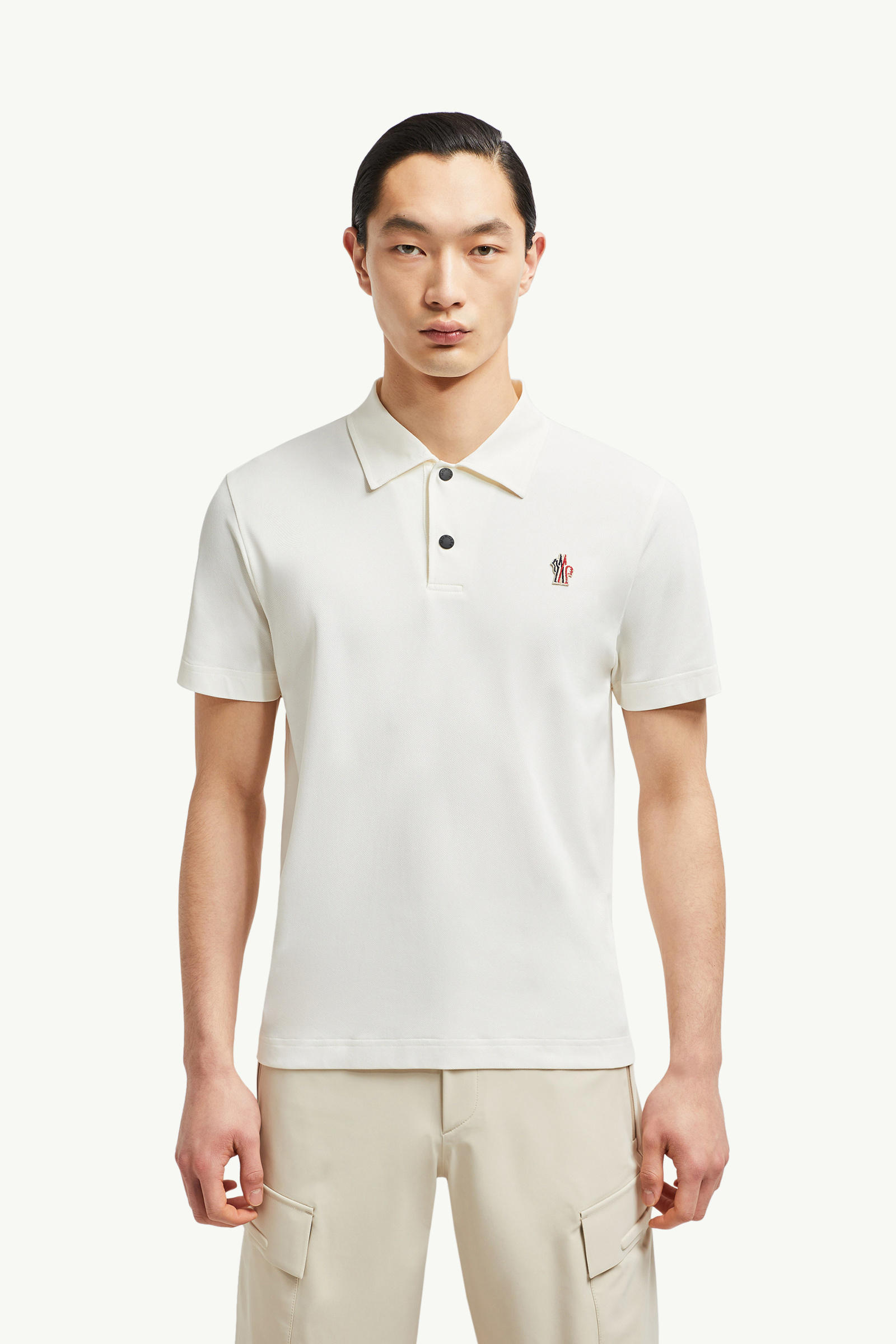 Logo Patch Polo Shirt Men White Moncler 3