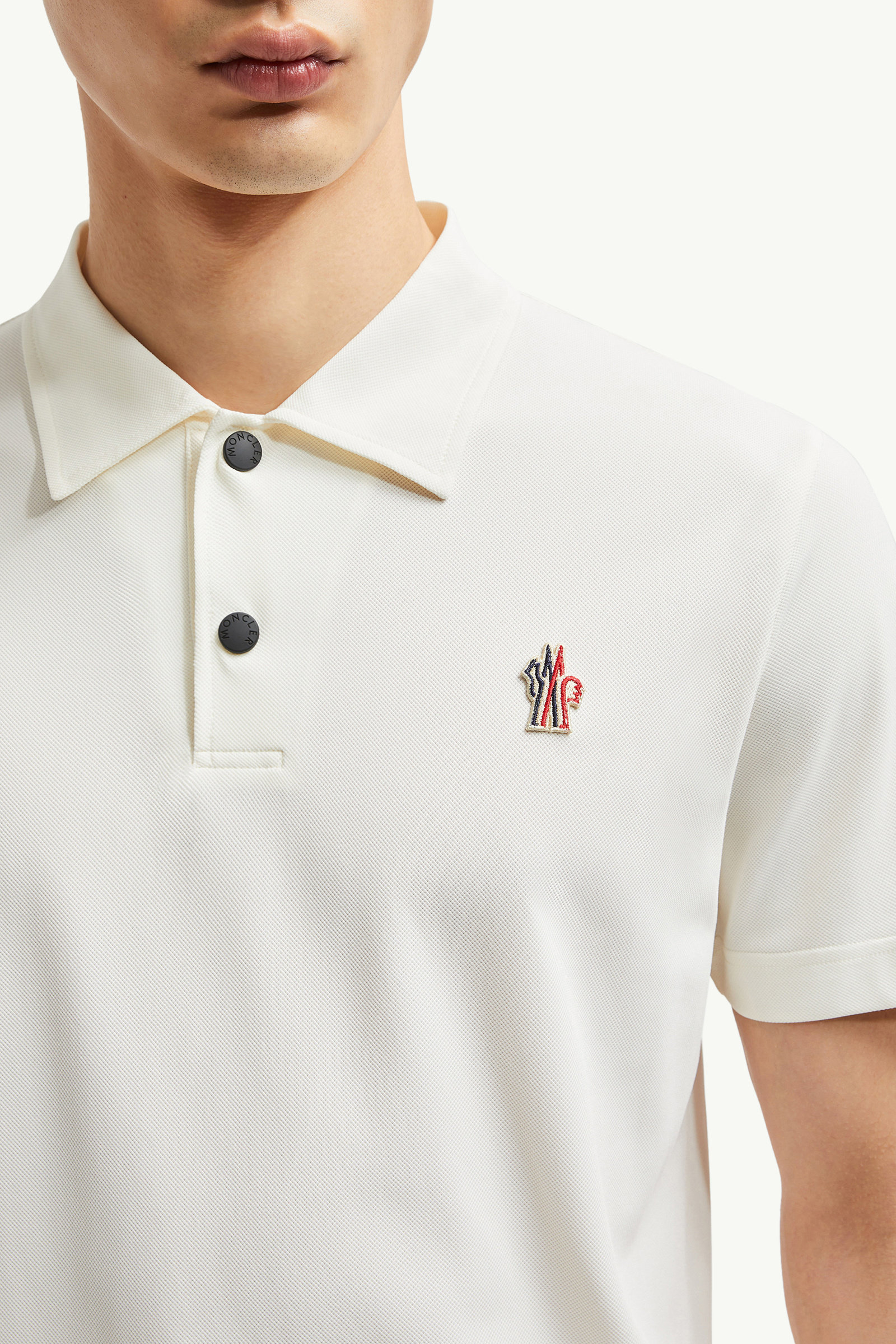 Logo Patch Polo Shirt Men White Moncler 5