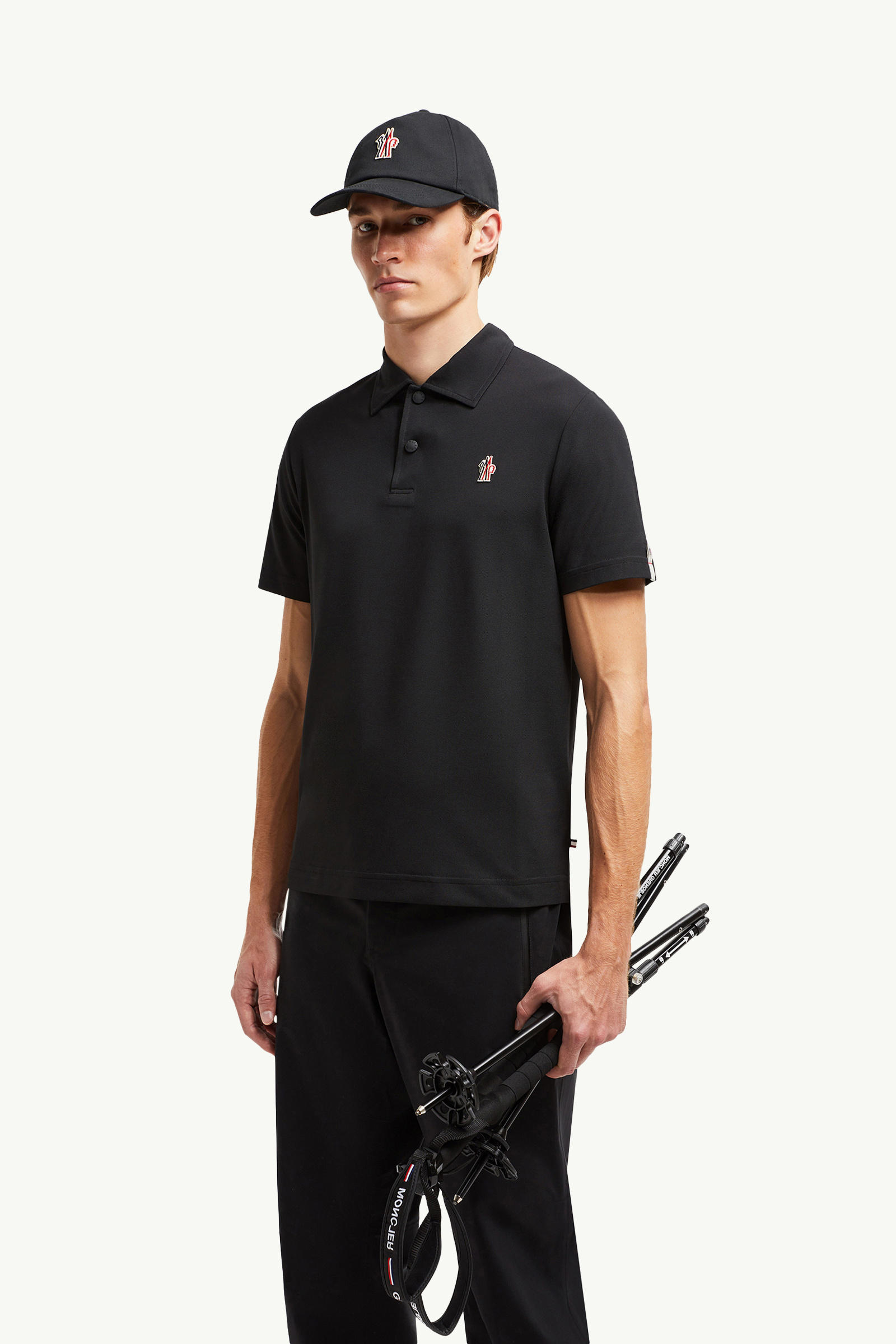 Logo Patch Polo Shirt Men Black Moncler 0