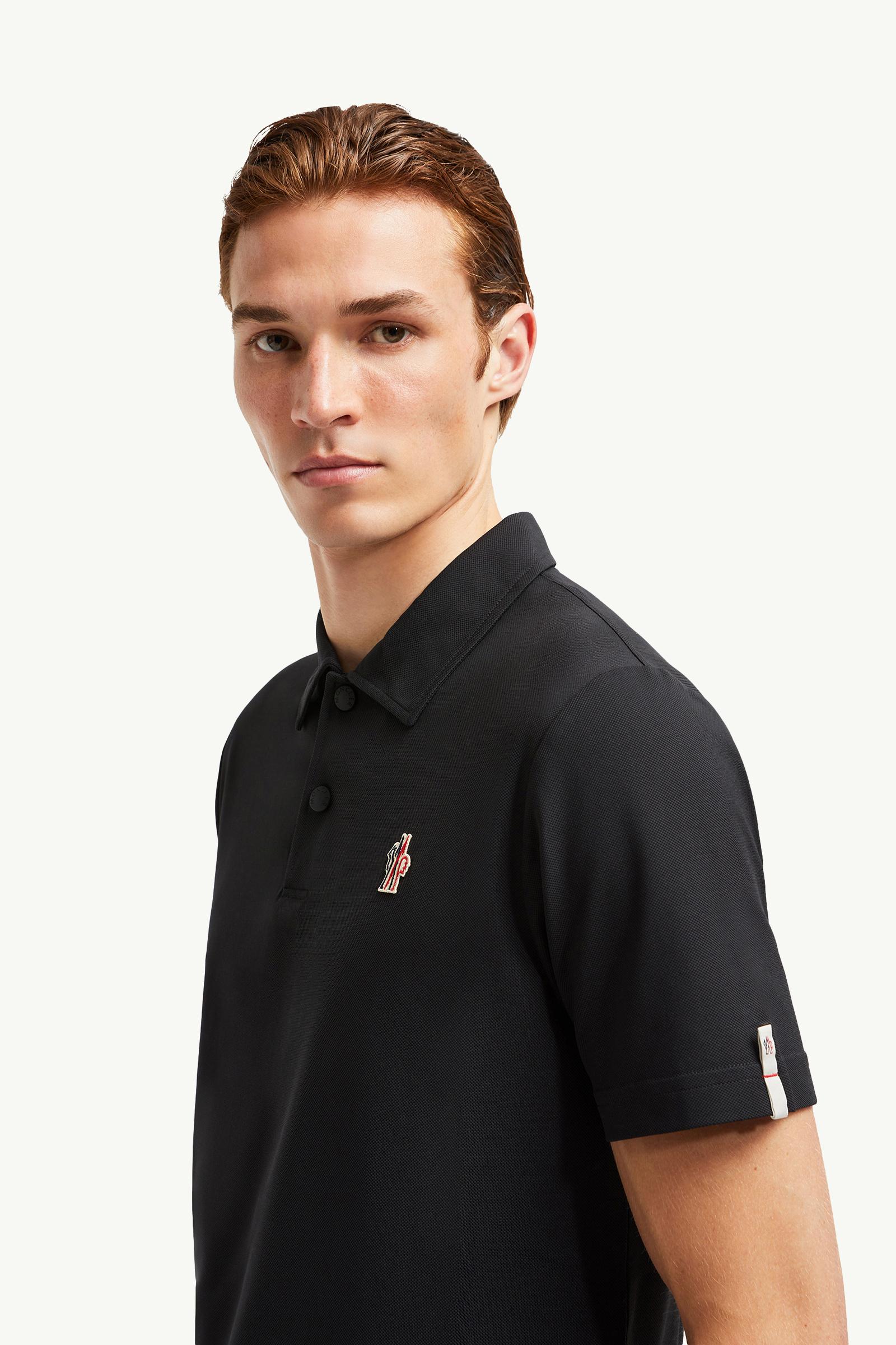 Logo Patch Polo Shirt Men Black Moncler 1