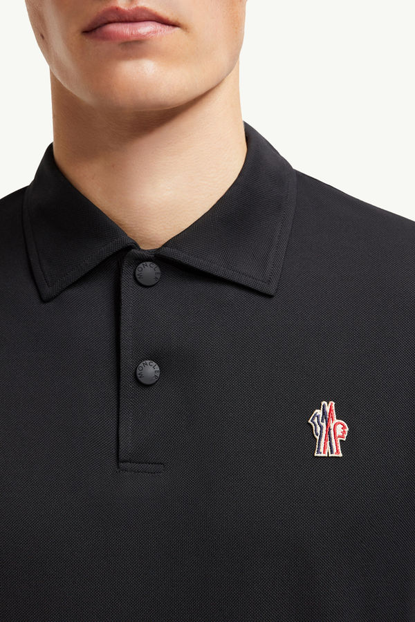 Logo Patch Polo Shirt Men Black Moncler 5