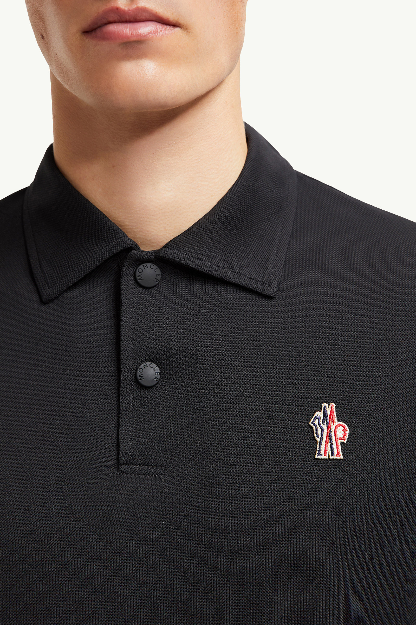 Logo Patch Polo Shirt Men Black Moncler 5