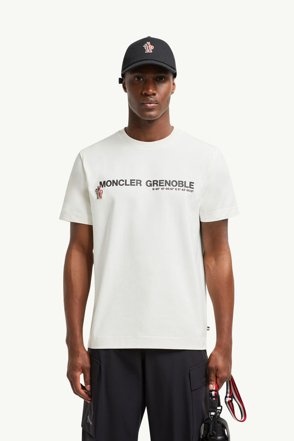Logo Cotton T-Shirt Men White Ivory Moncler 0