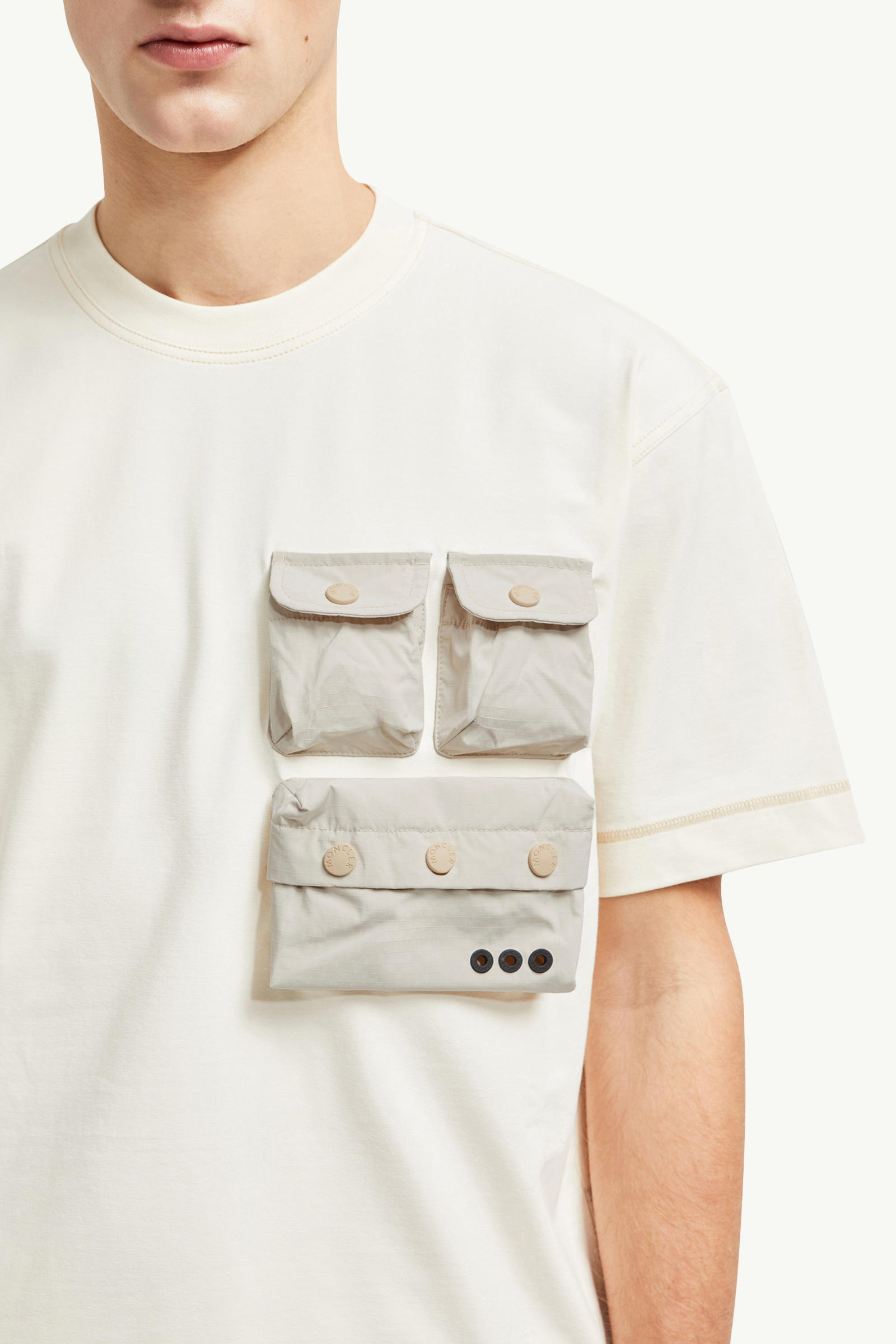 Cotton T-shirt with Pockets Men White Ivory Moncler 6